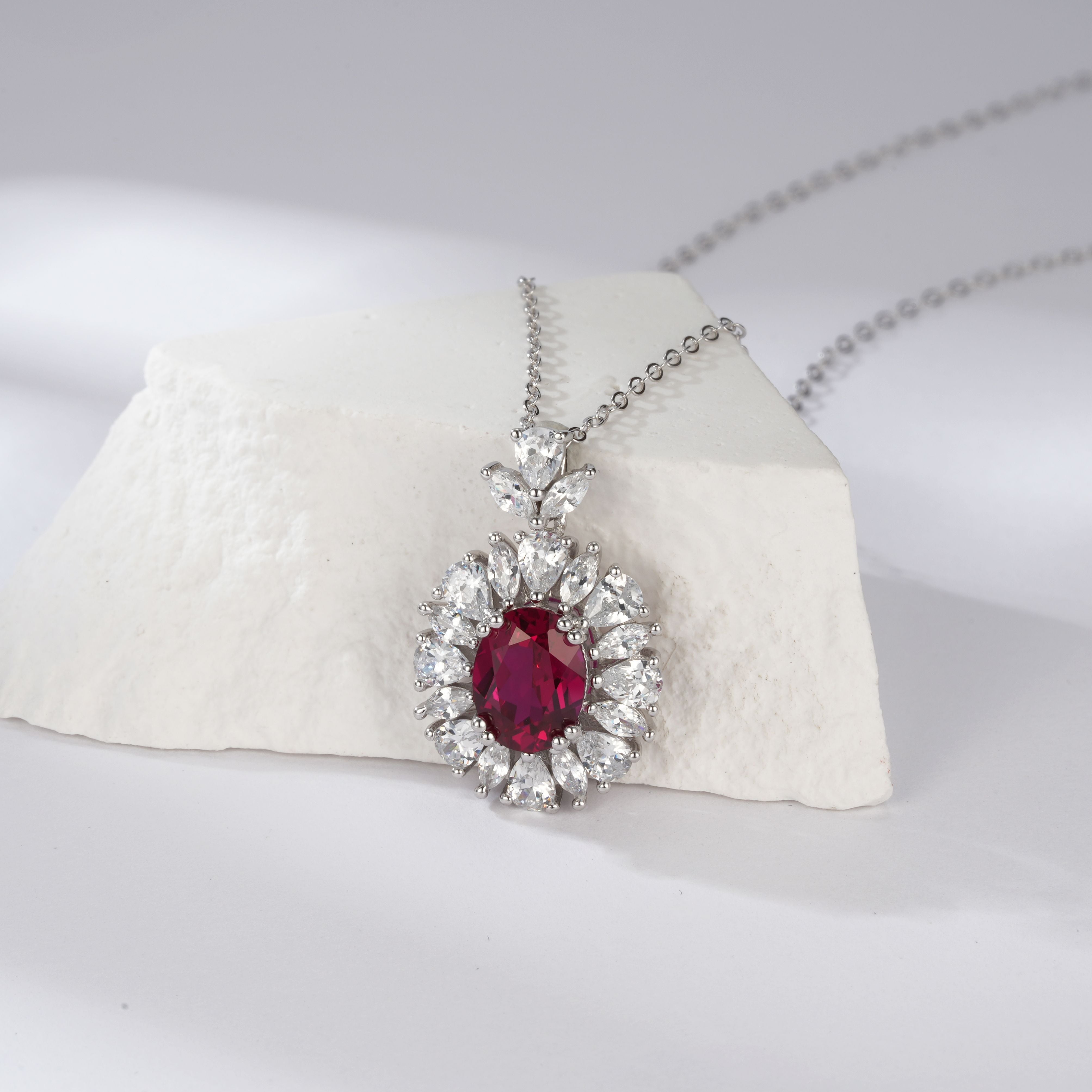 Legacy Halo | Classically Set Lab-Created Emerald Centerpiece Necklace