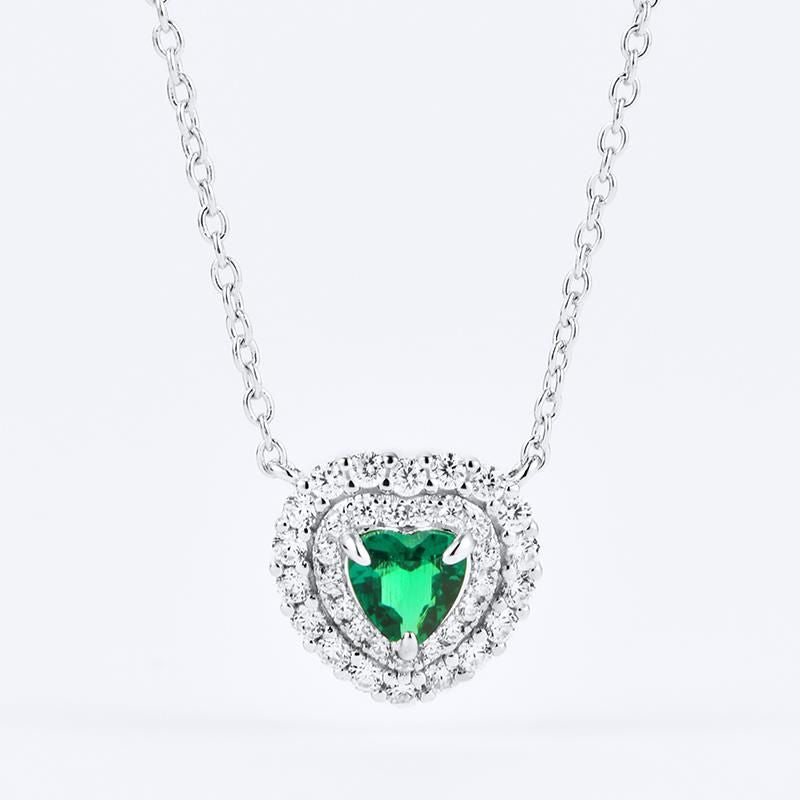 Heartland Green | Diamond Halo Lab-Created Emerald Pendant
