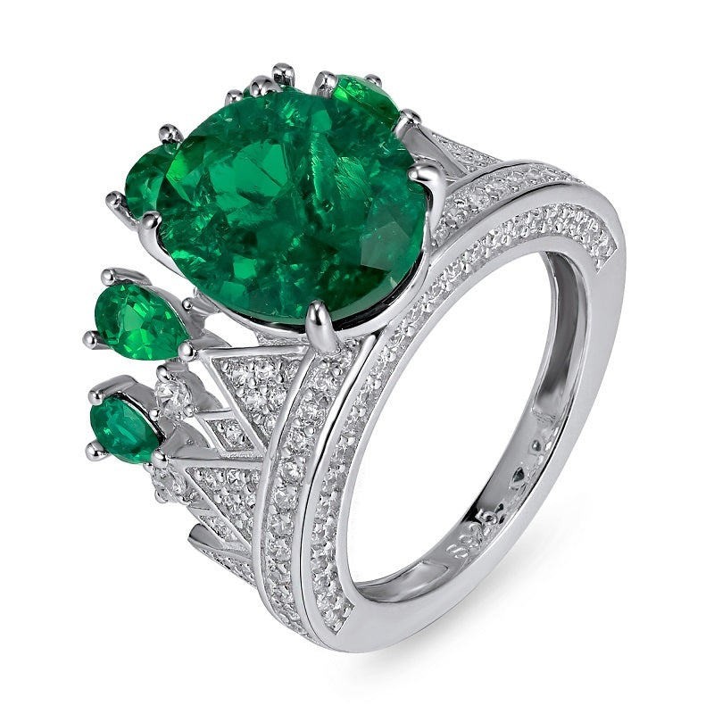 Splendid Radiance | Fully Set Lab-Created Emerald Diamond Ring