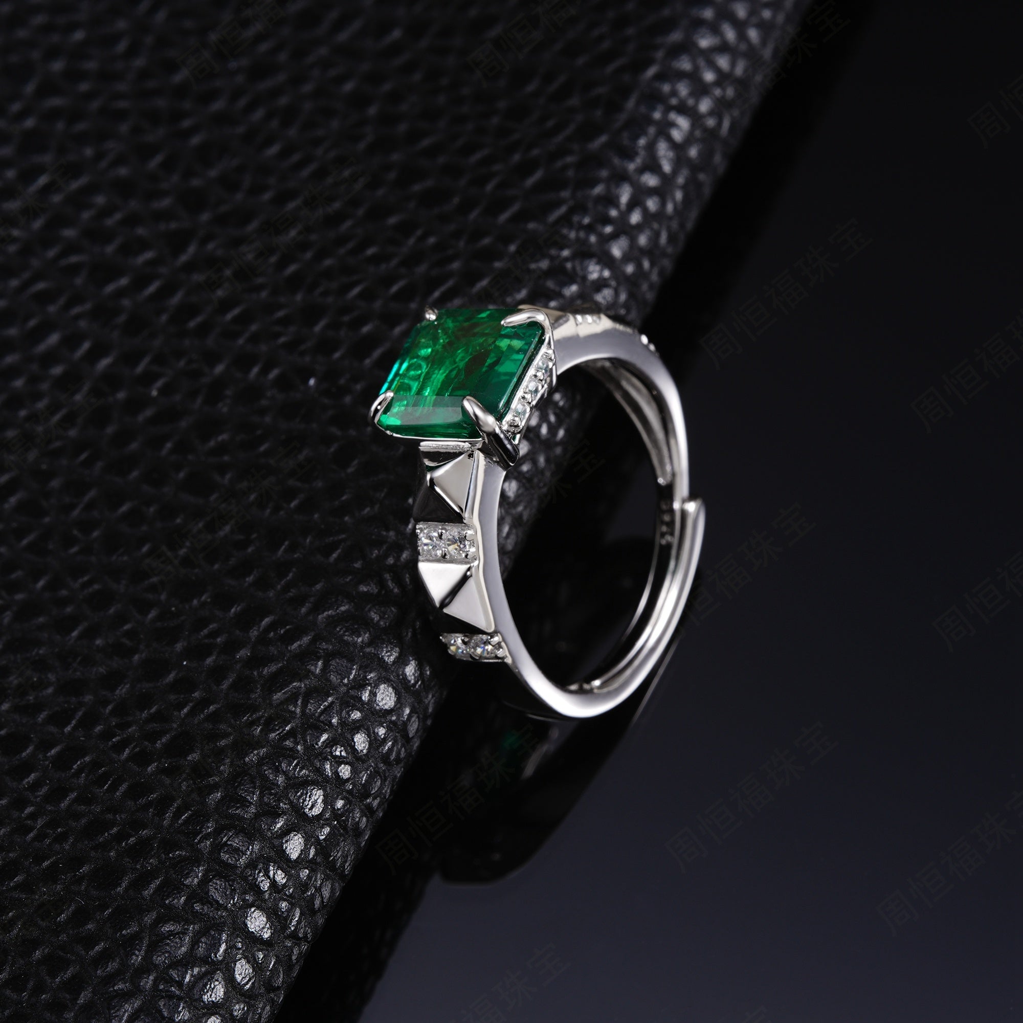 Geometric Oasis | Pyramid Shank Square Emerald Ring