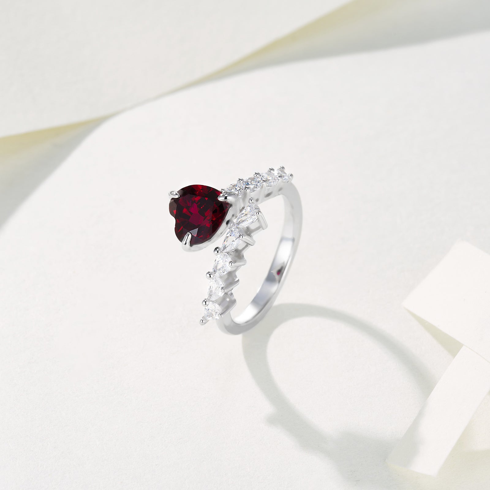 With Brilliance, Guarding a Heart | Heart-Shaped Lab-Created Emerald Diamond Ring