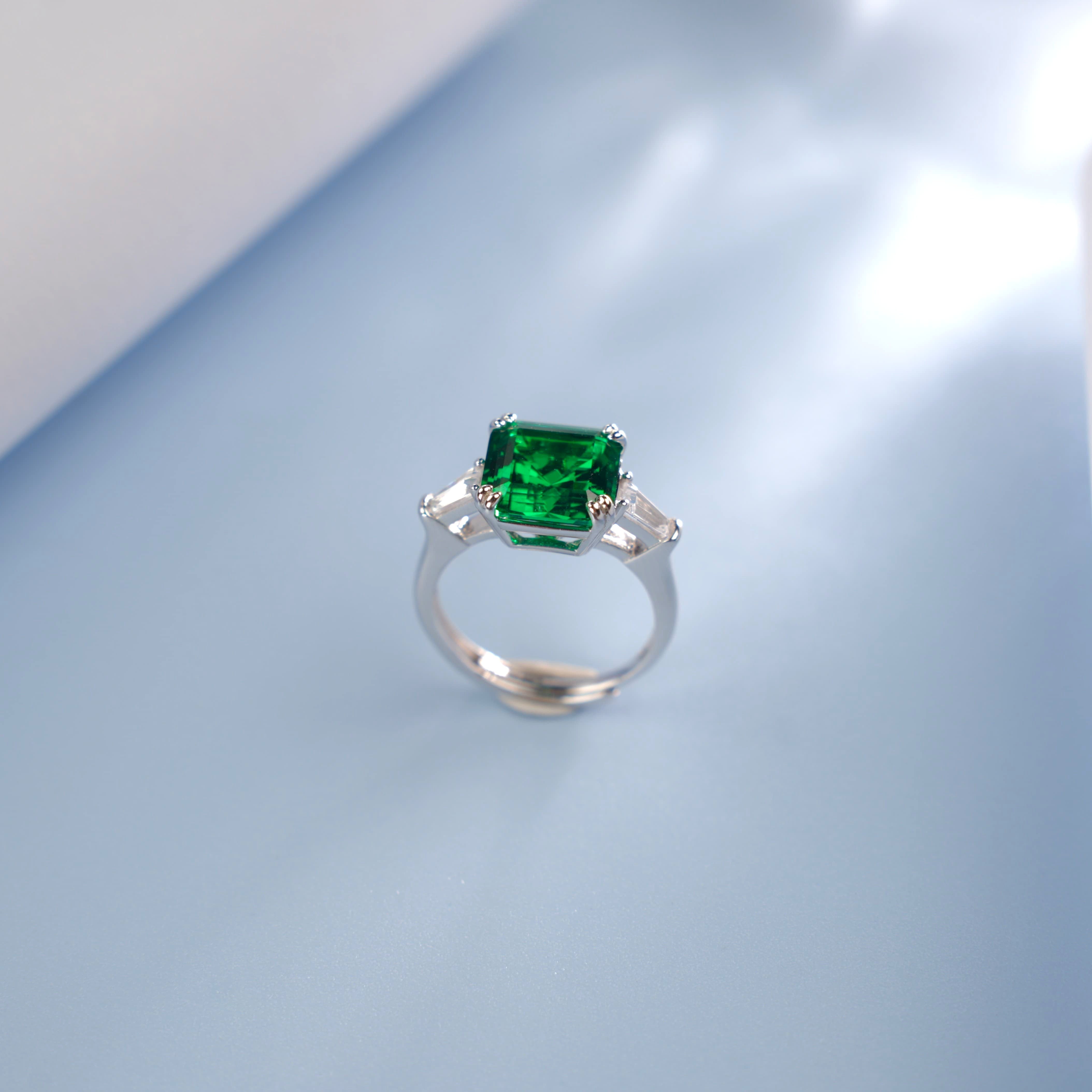 Trio of Time | Classic Three-Stone Lab-Created Emerald Ring