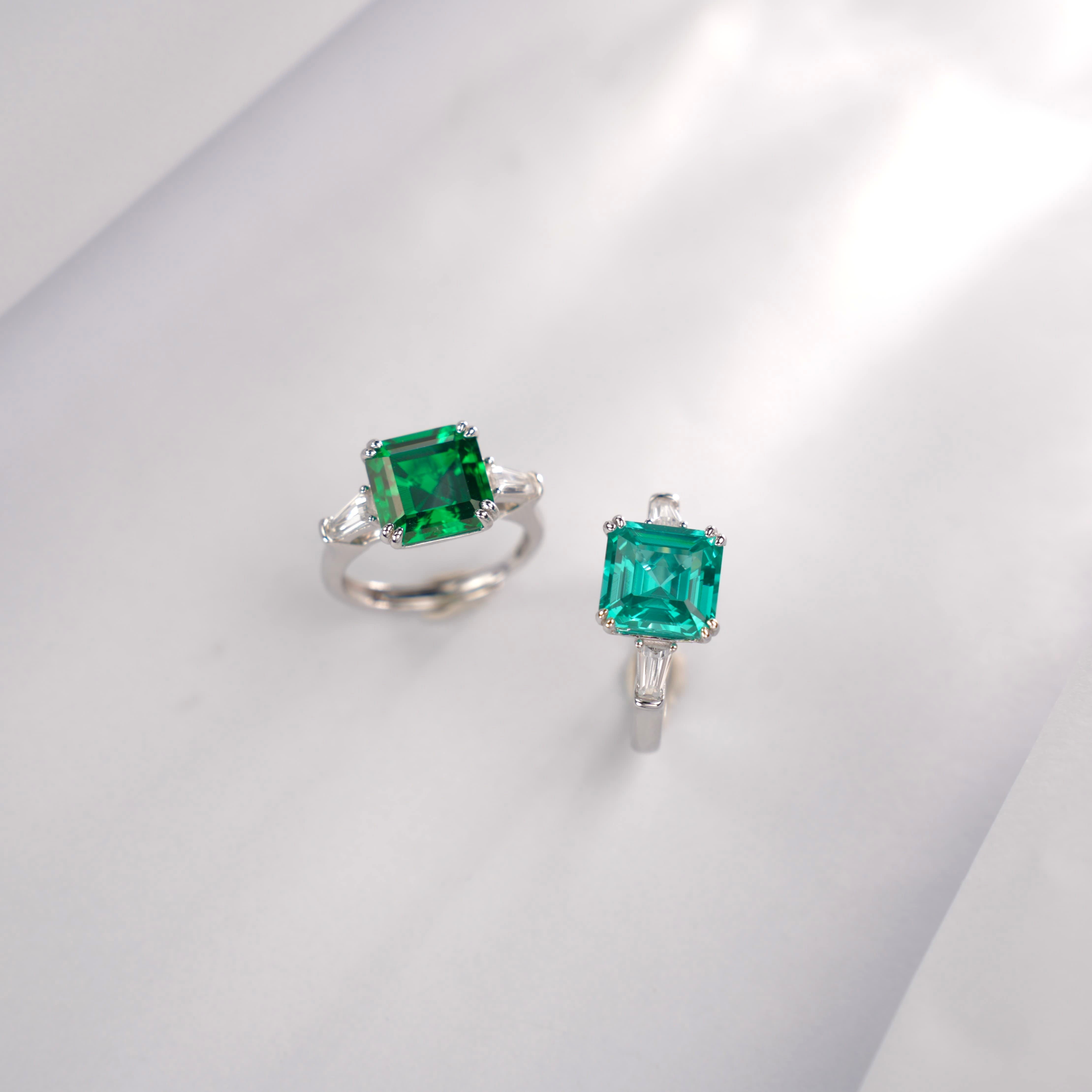 Trio of Time | Classic Three-Stone Lab-Created Emerald Ring