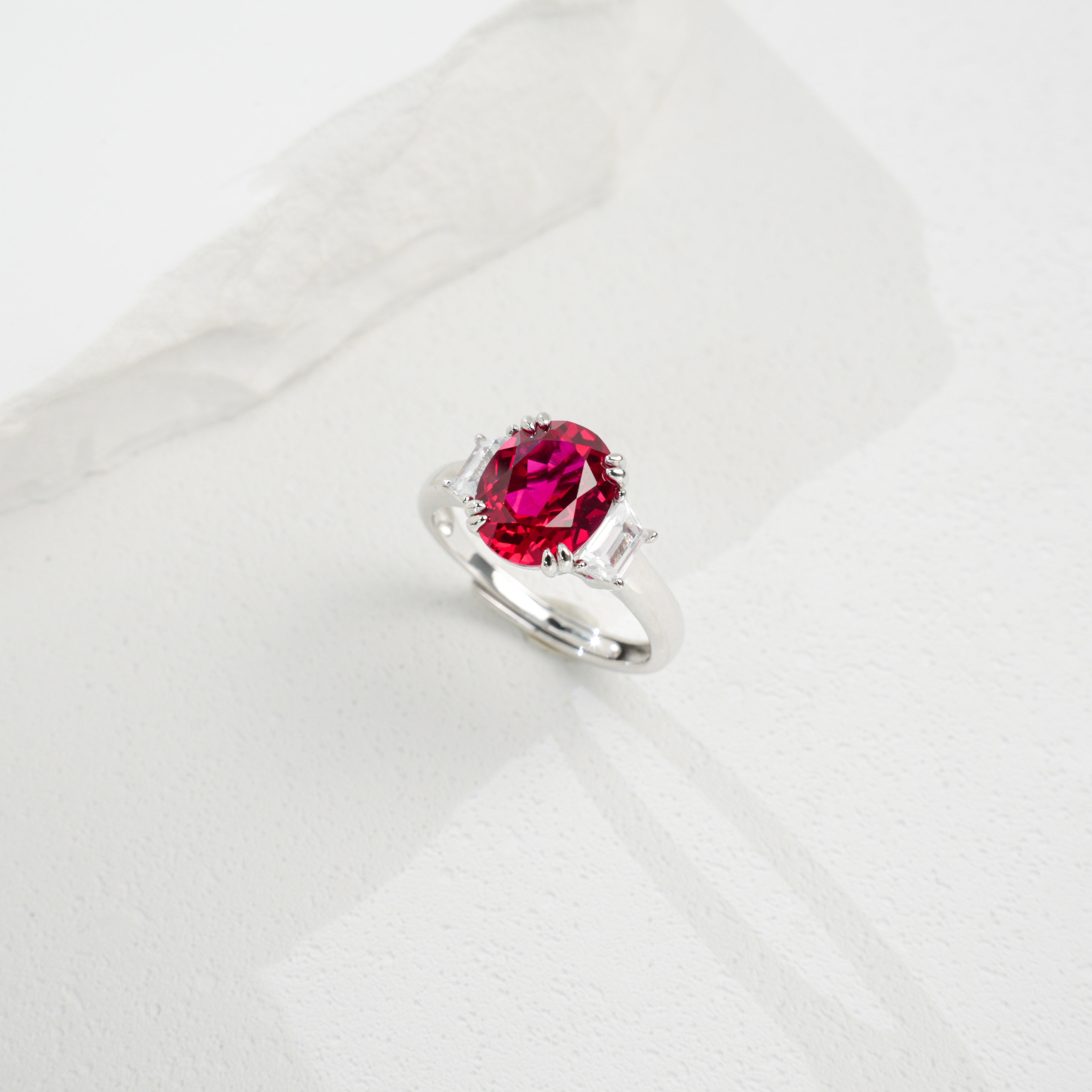 Dual Wings Radiance | Symmetrically Set Oval Lab-Created Emerald Ring