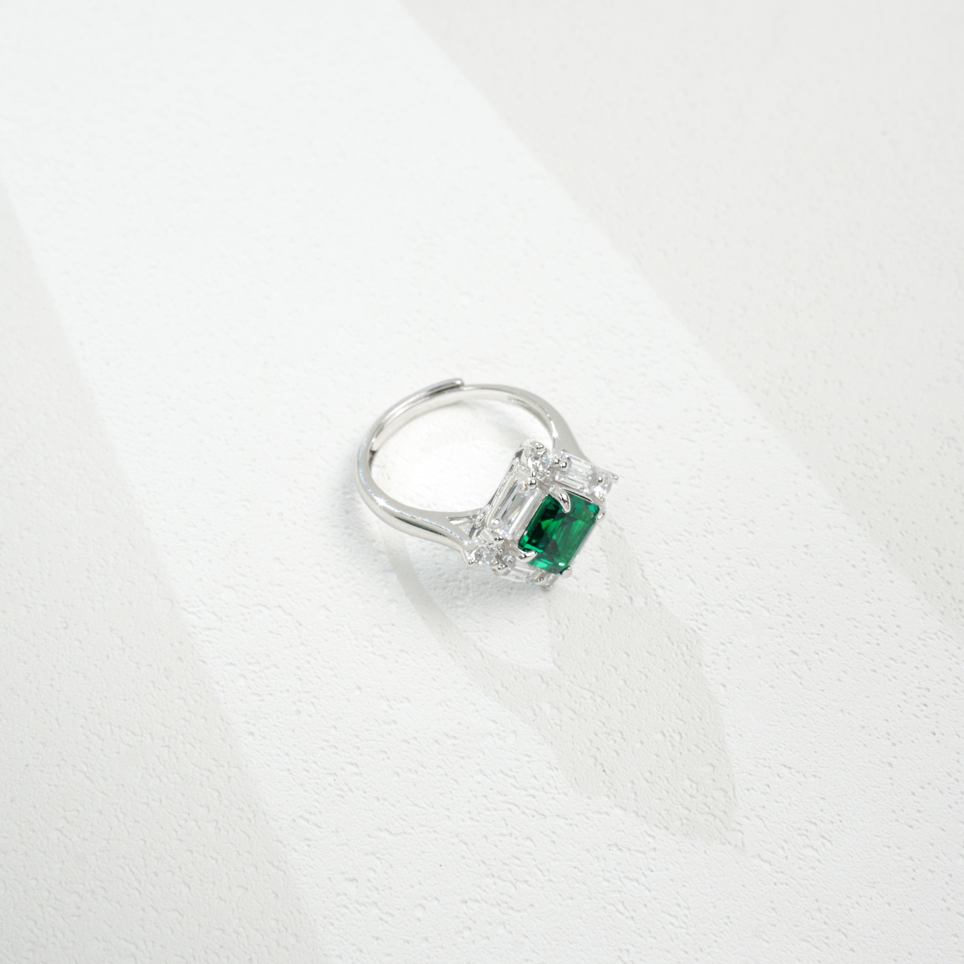 Confined Brilliance | Full Pave Diamond Surround Square Lab-Created Emerald Ring