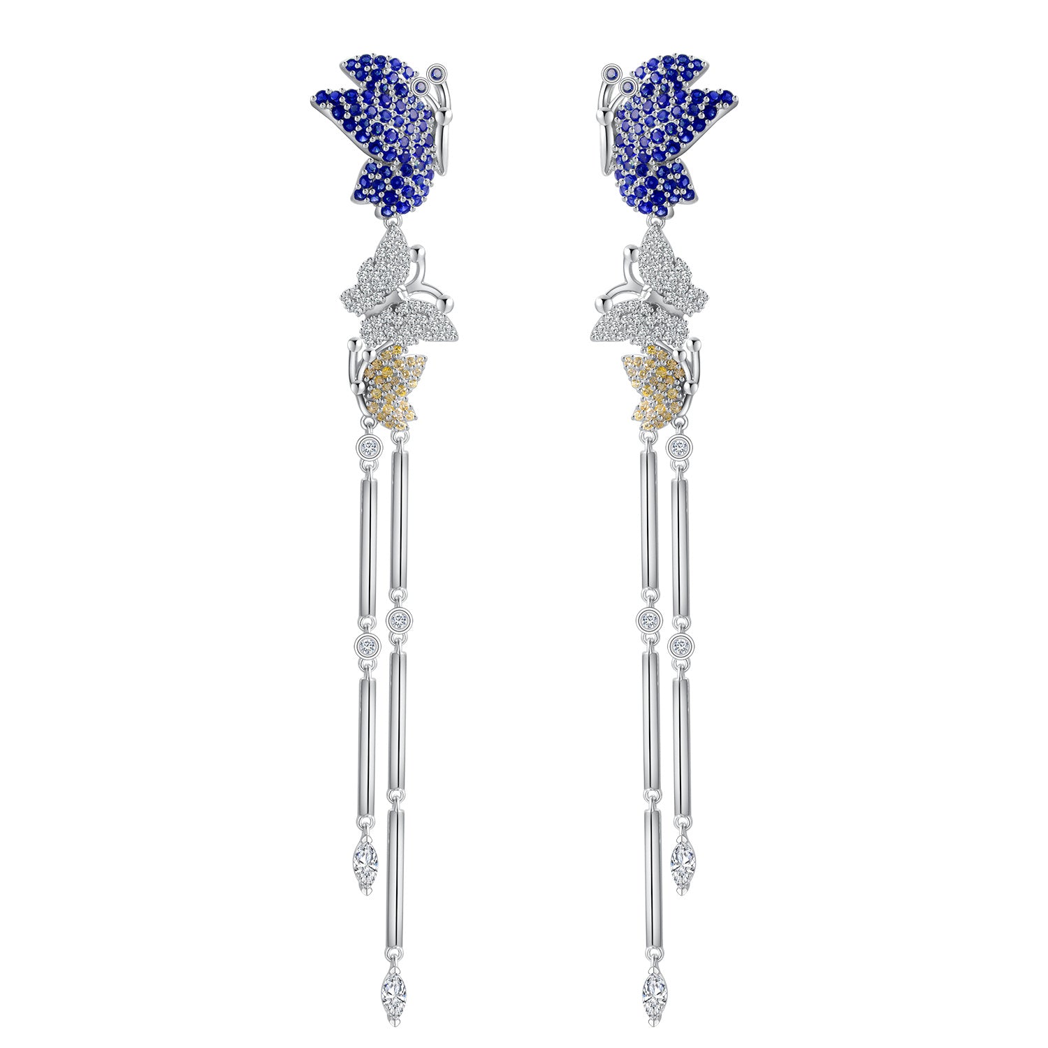 Fluttering Flame | Ruby Butterfly Wing Fringe Earrings