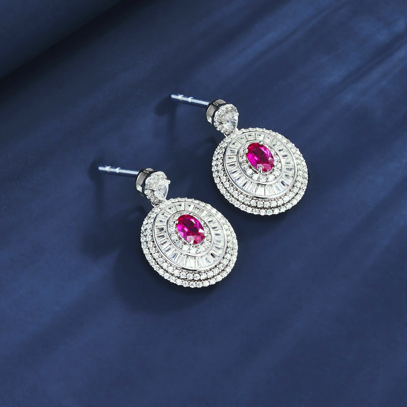 Cascade of Radiance | Cluster Diamond Drop Lab-Created Emerald Earrings