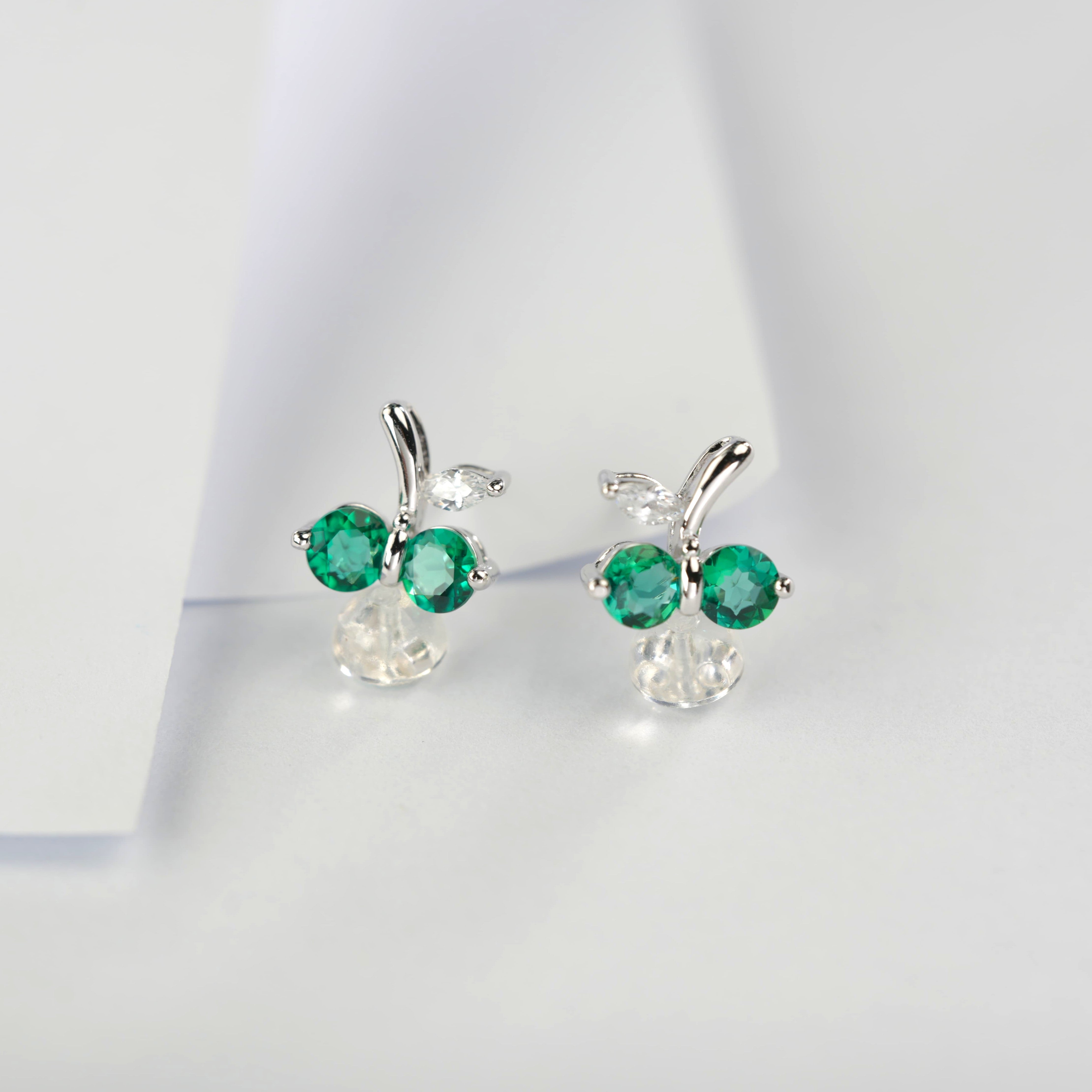 Paired Pearl Radiance | Double Round Lab-Created Emerald Diamond Studs