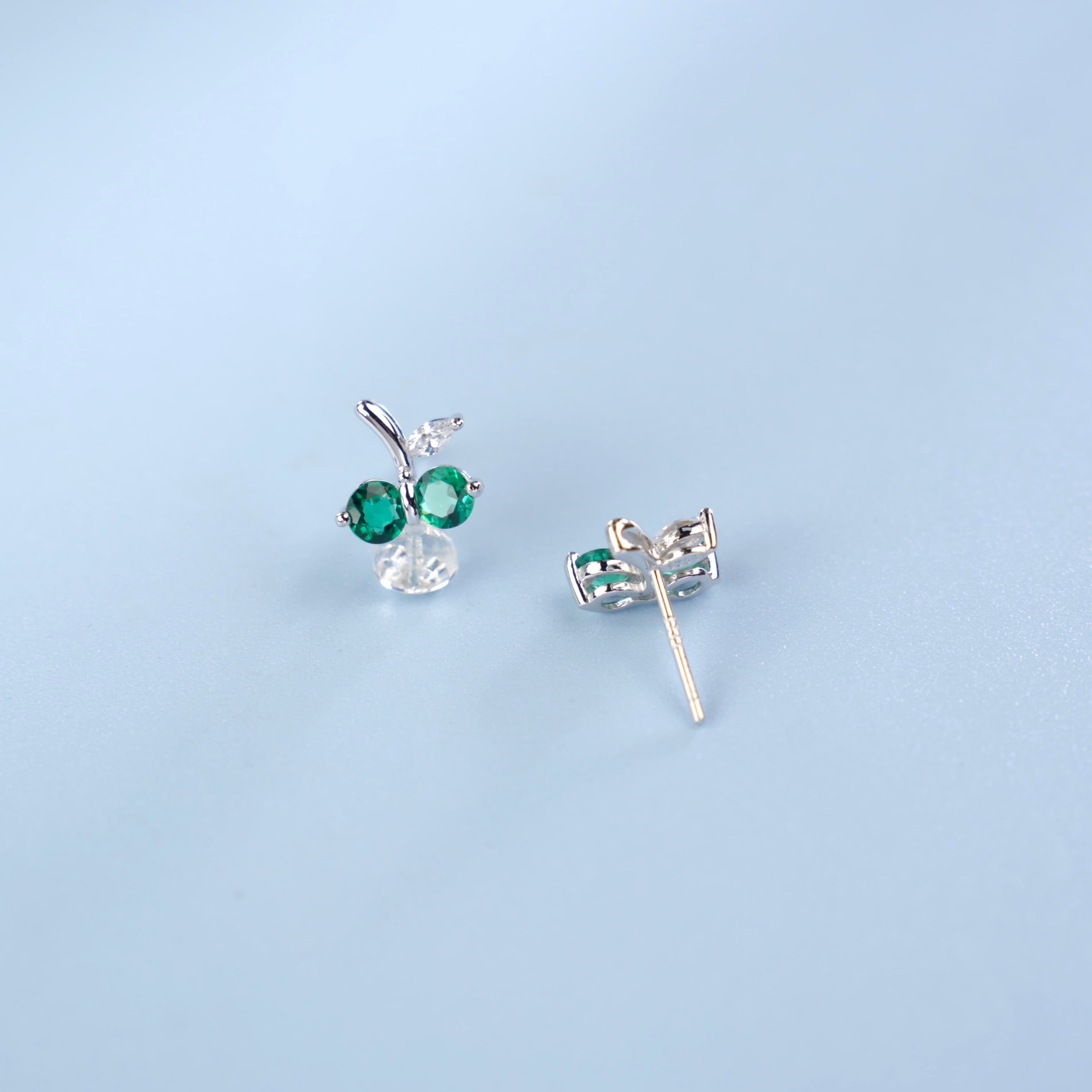 Paired Pearl Radiance | Double Round Lab-Created Emerald Diamond Studs