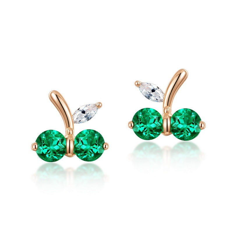 Paired Pearl Radiance | Double Round Lab-Created Emerald Diamond Studs