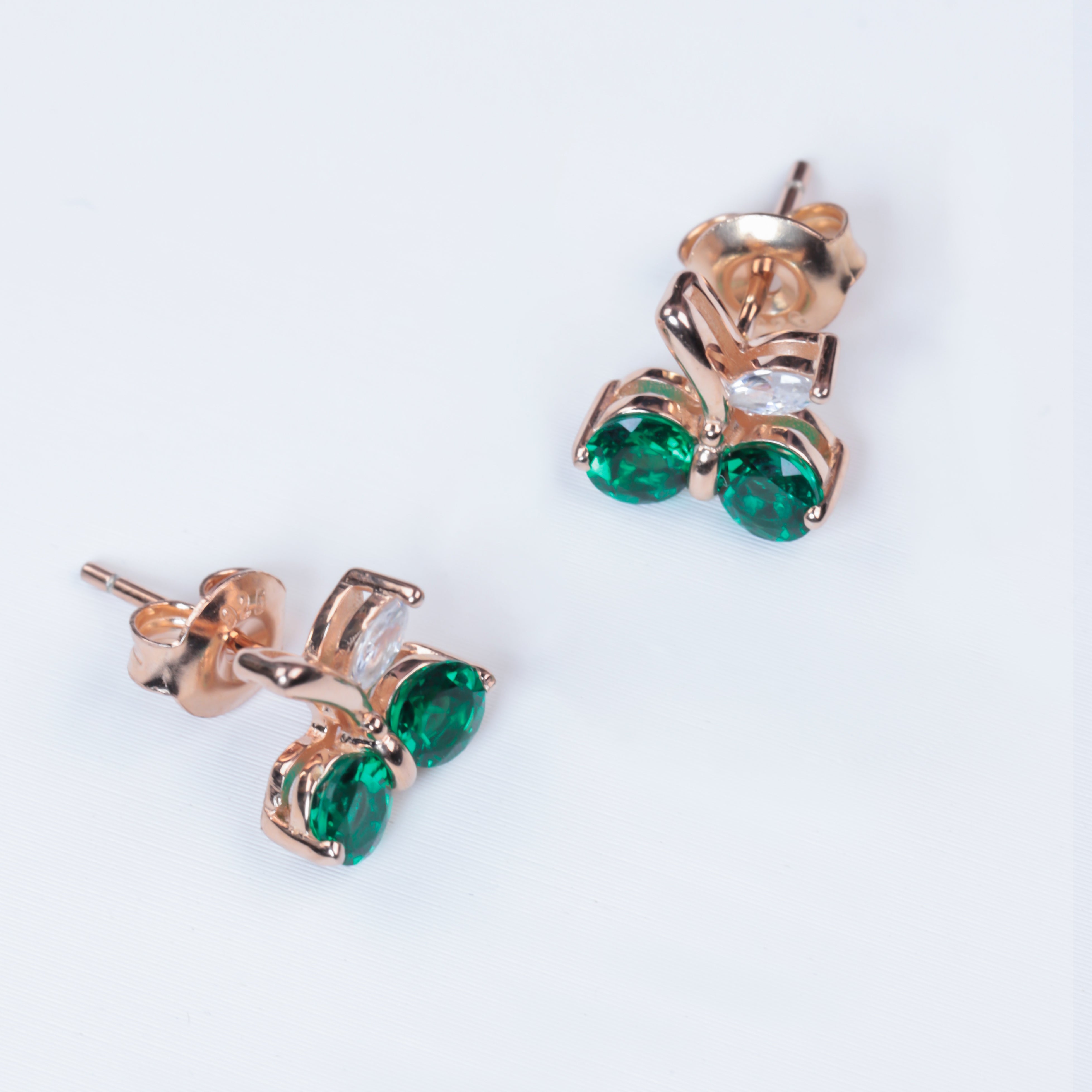 Paired Pearl Radiance | Double Round Lab-Created Emerald Diamond Studs