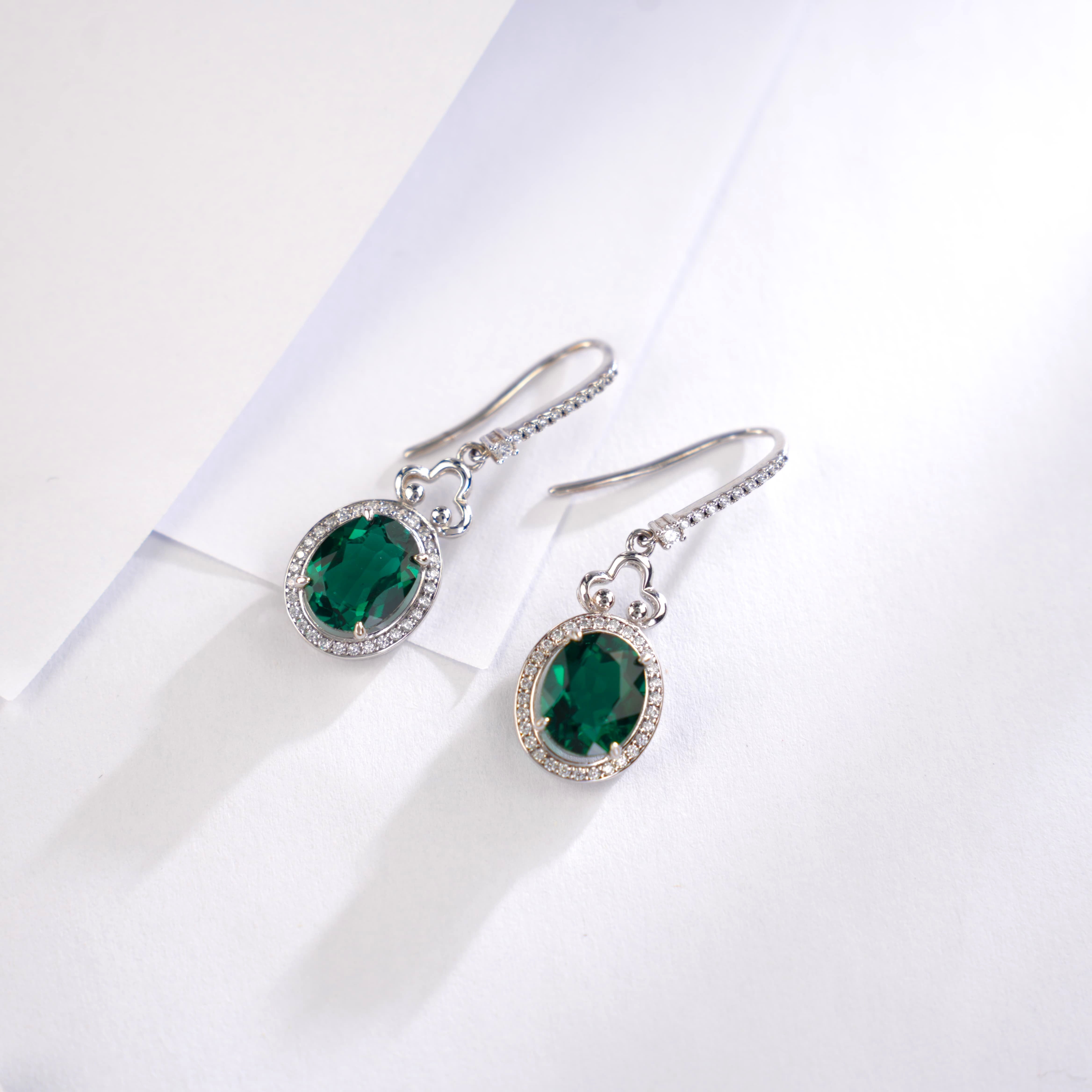 Crystal - Accented Emerald Earrings