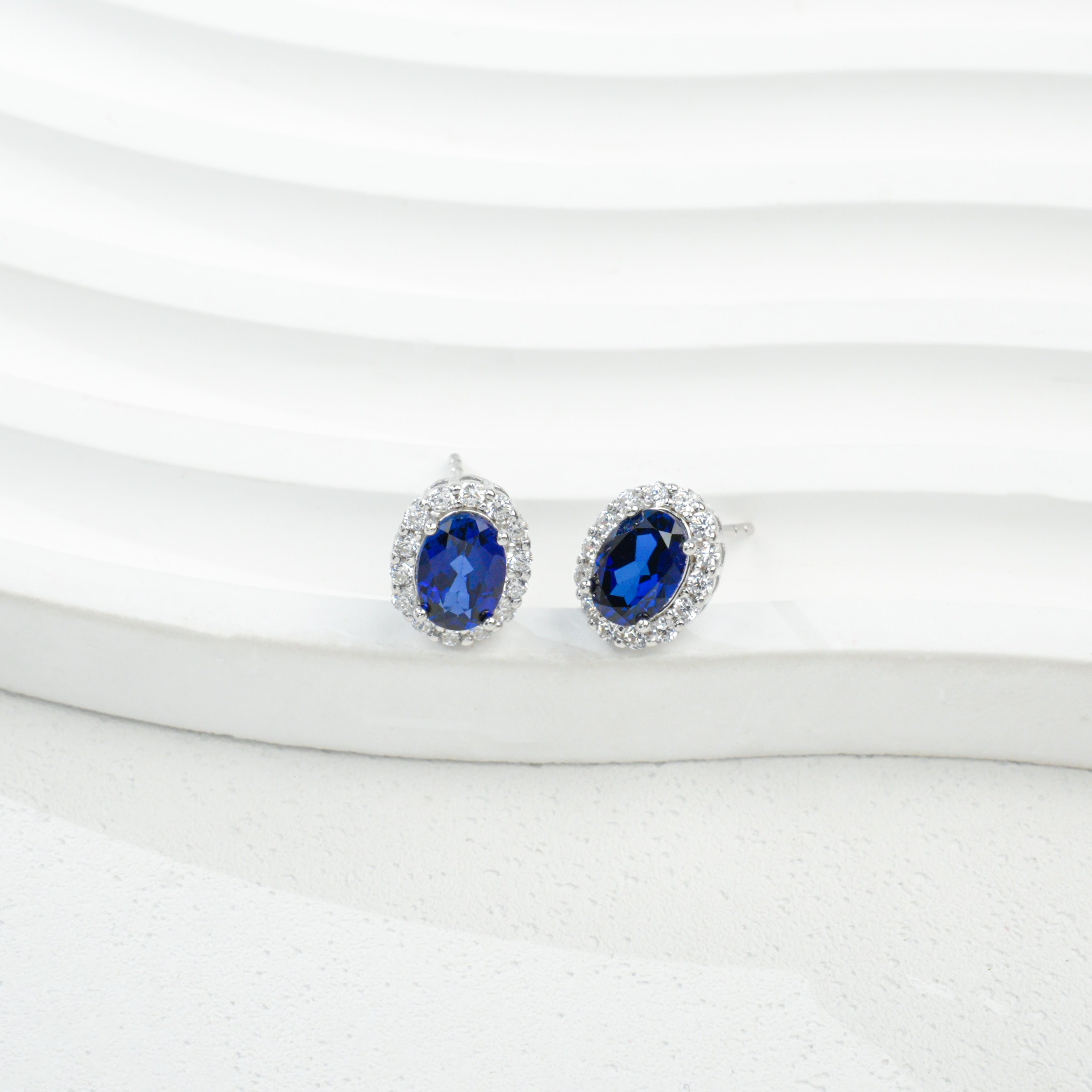 Cultured Emerald - Elegant Oval Earrings
