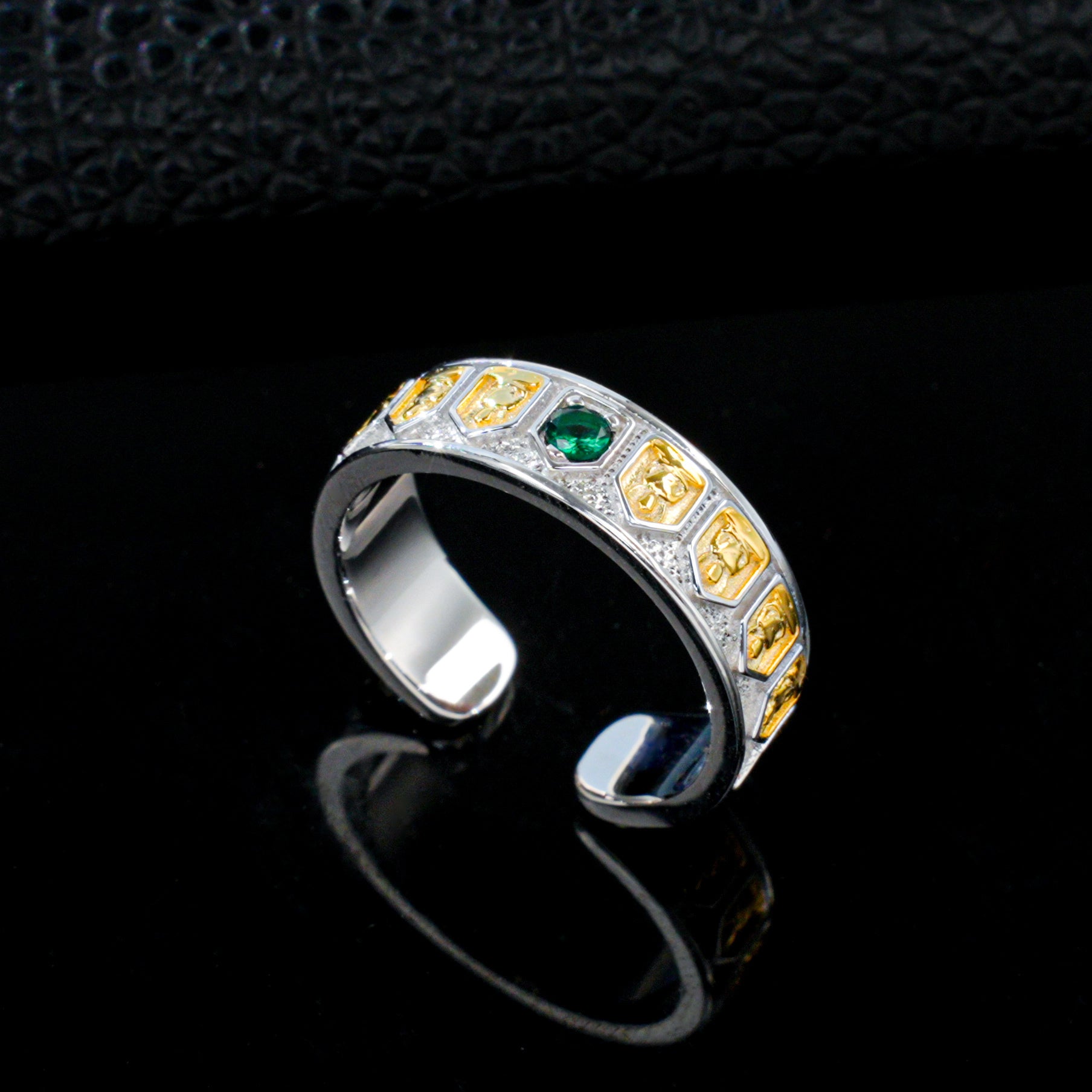 Lab-Grown Ruby - Filigree Diamond-Inlaid Colored Gold Ring