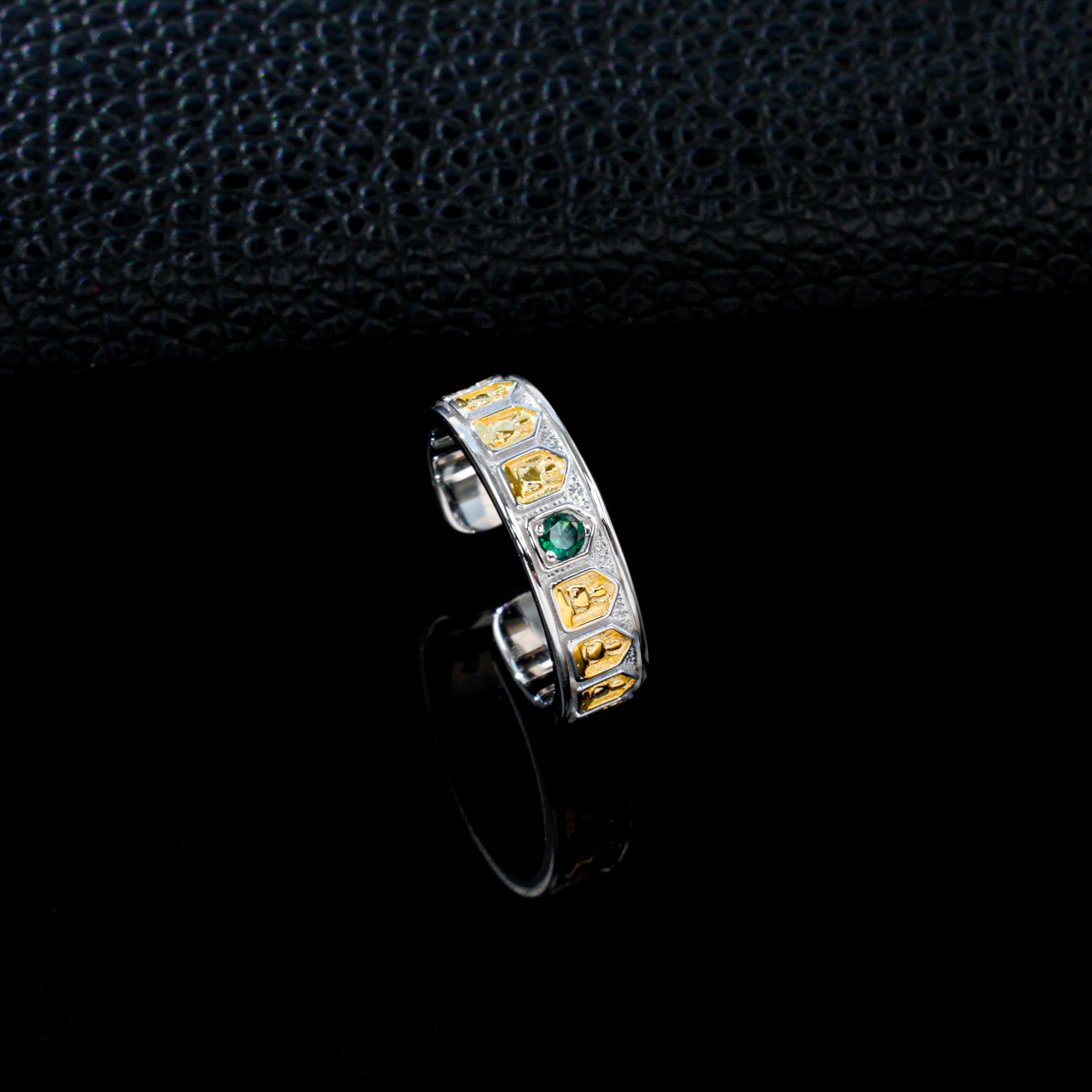 Lab-Grown Ruby - Filigree Diamond-Inlaid Colored Gold Ring