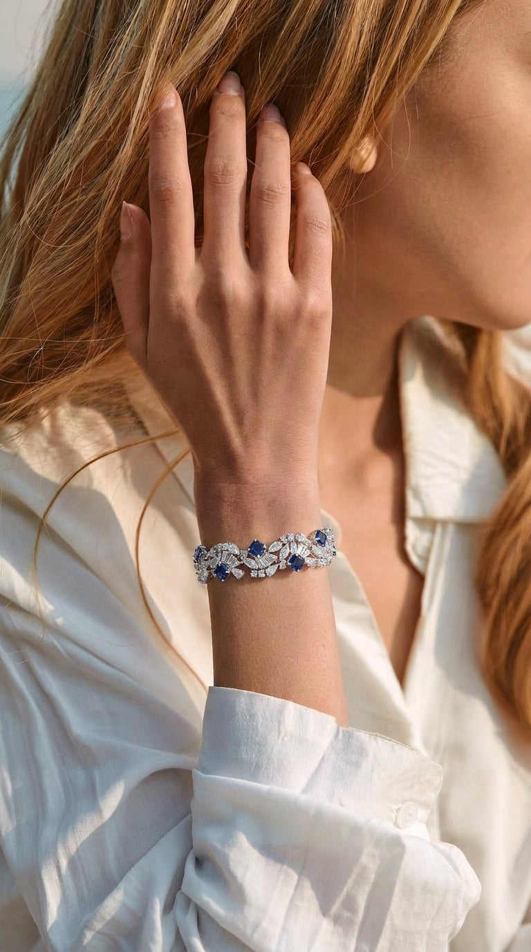Sparkling Sapphire Cluster Bracelet