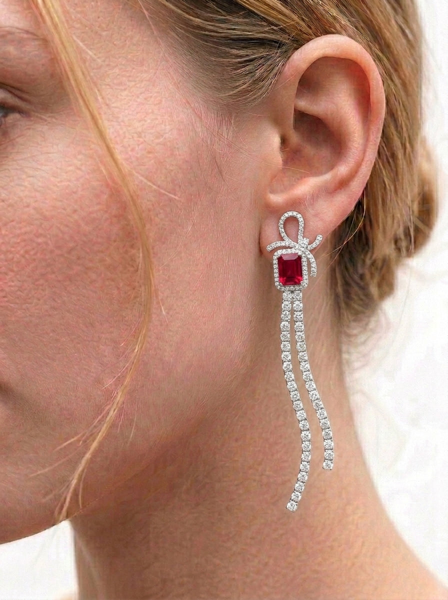 Ruby Tassel Earrings