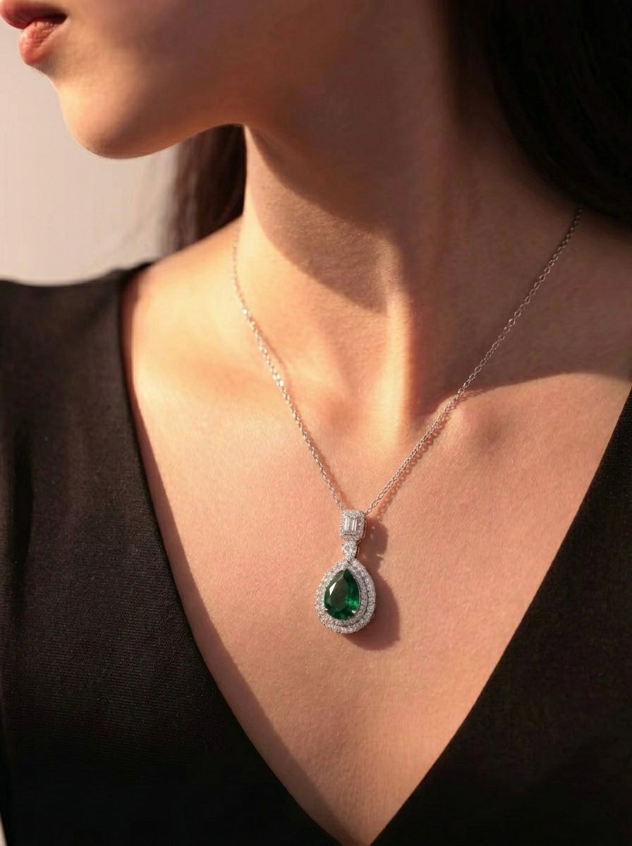 Teardrop Emerald Statement Necklace