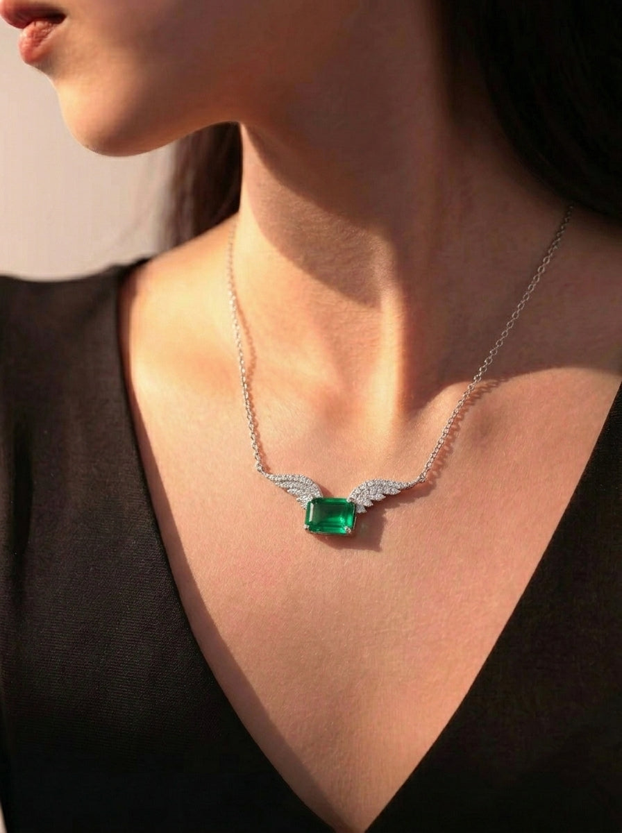 Winged Emerald Statement Necklace