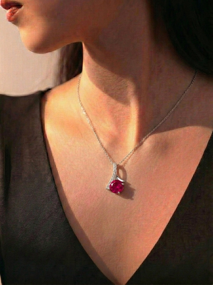 Elegant Ruby Solitaire Necklace