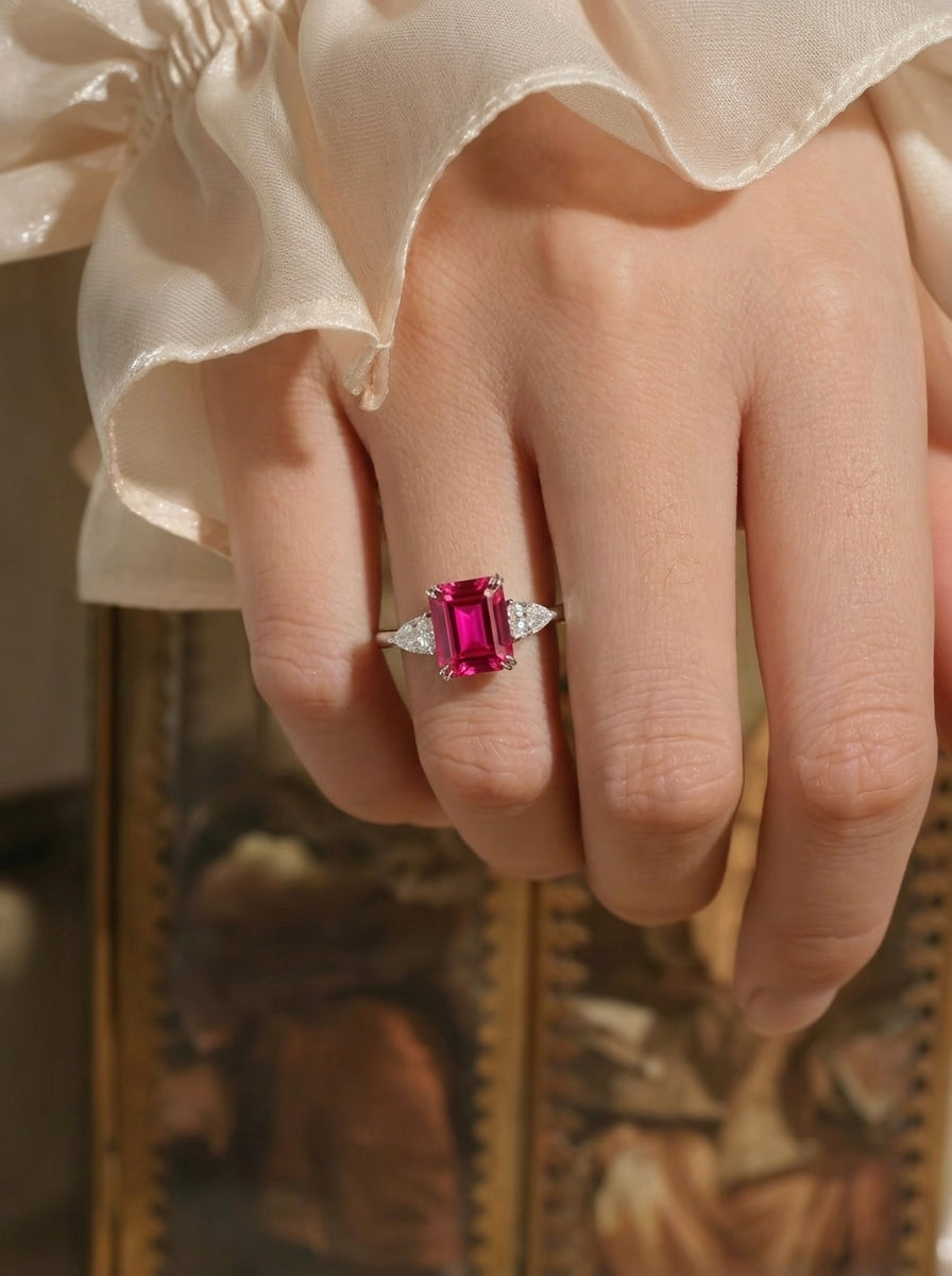 Emerald Cut Ruby Ring