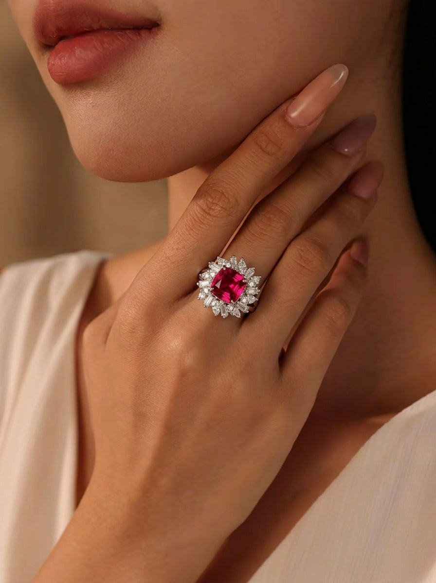 Ruby Halo Statement Ring