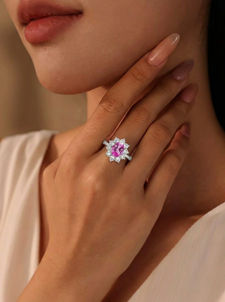 Oval padparadscha ring