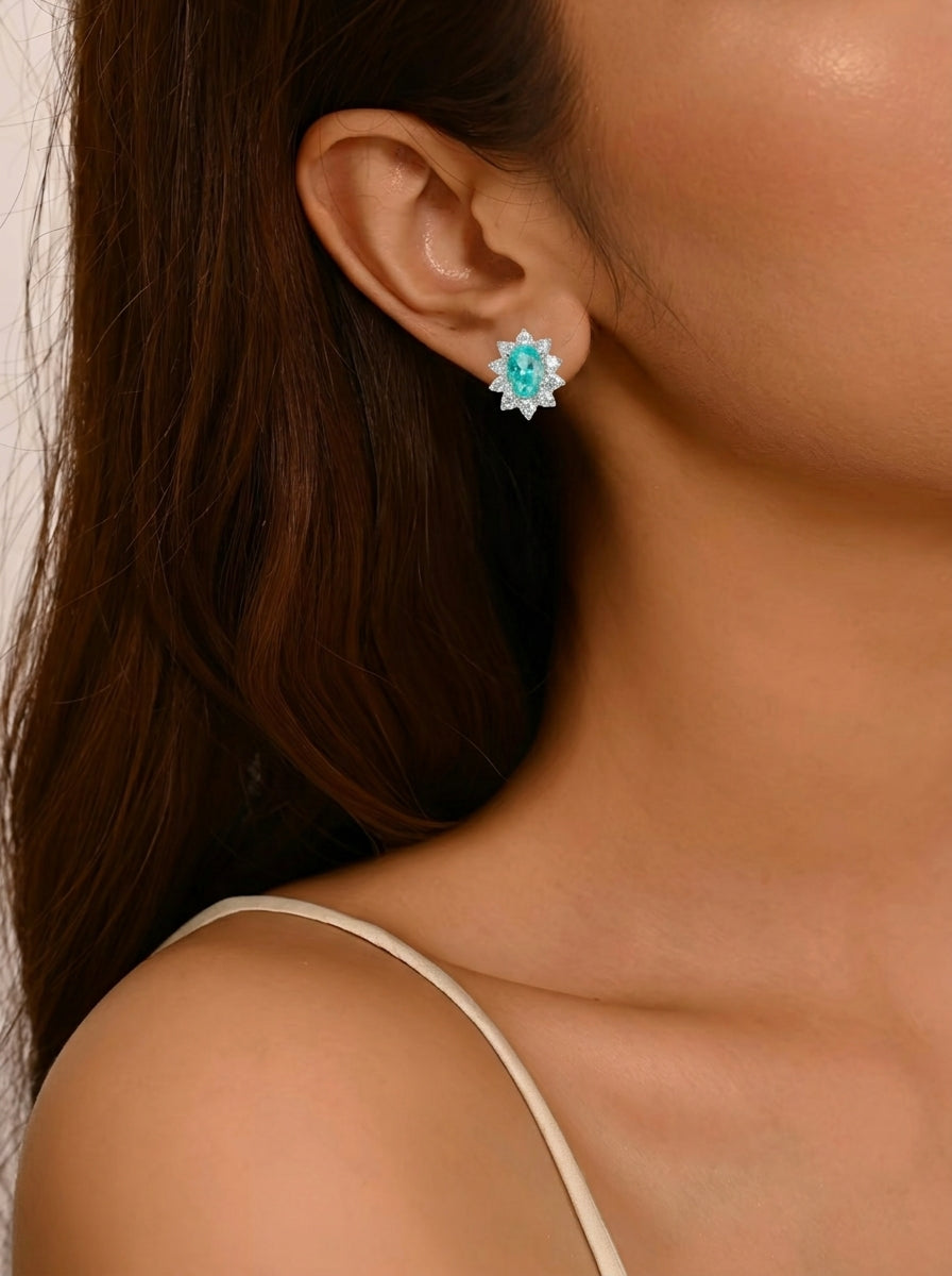 Paraiba Halo Earrings