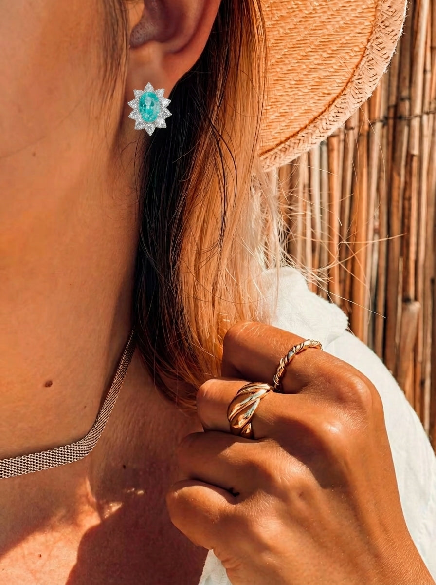 Paraiba Halo Earrings
