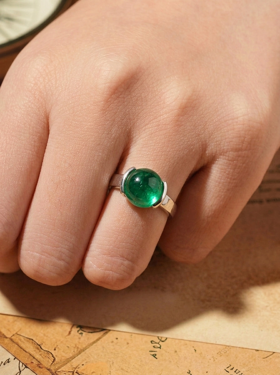 Cultivating Emeralds-Solitaire Ring