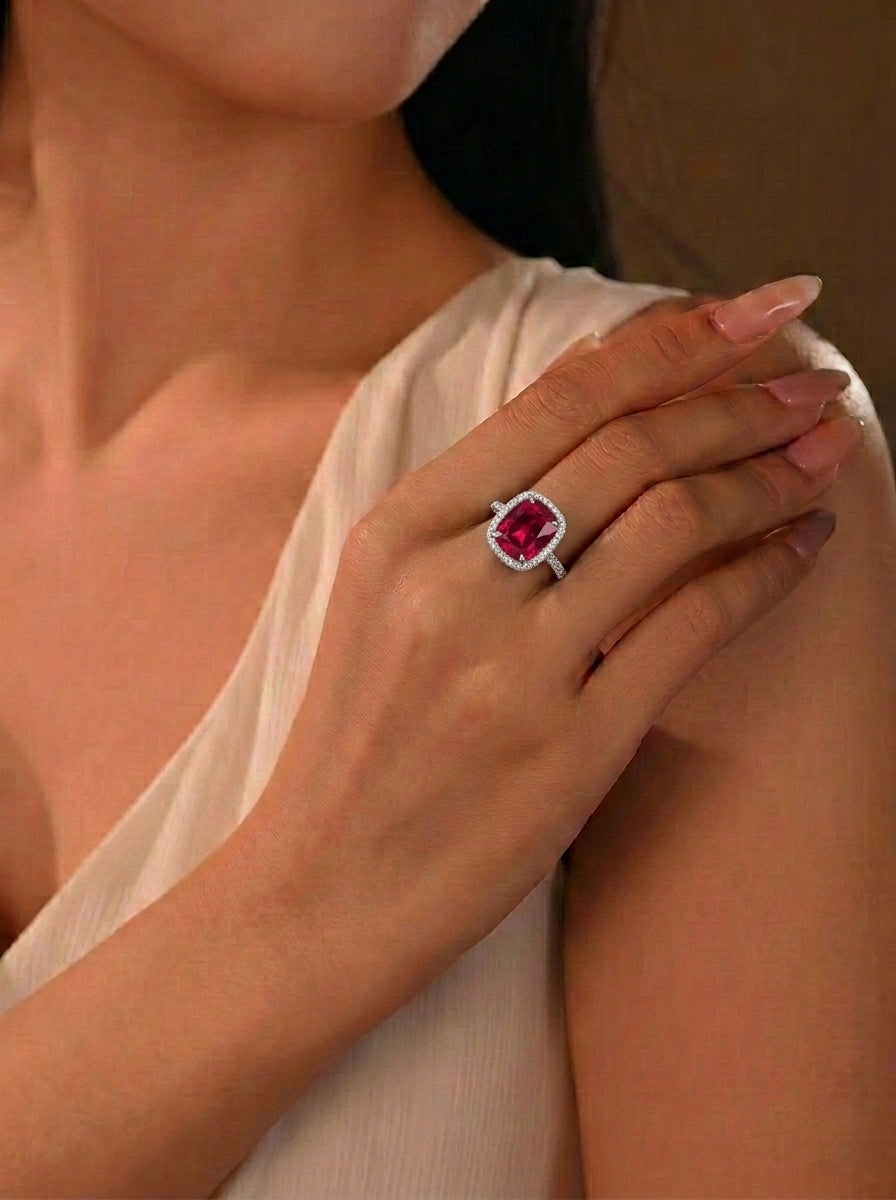 Lab-Grown Emerald - Brilliant Cushion-Cut Ring