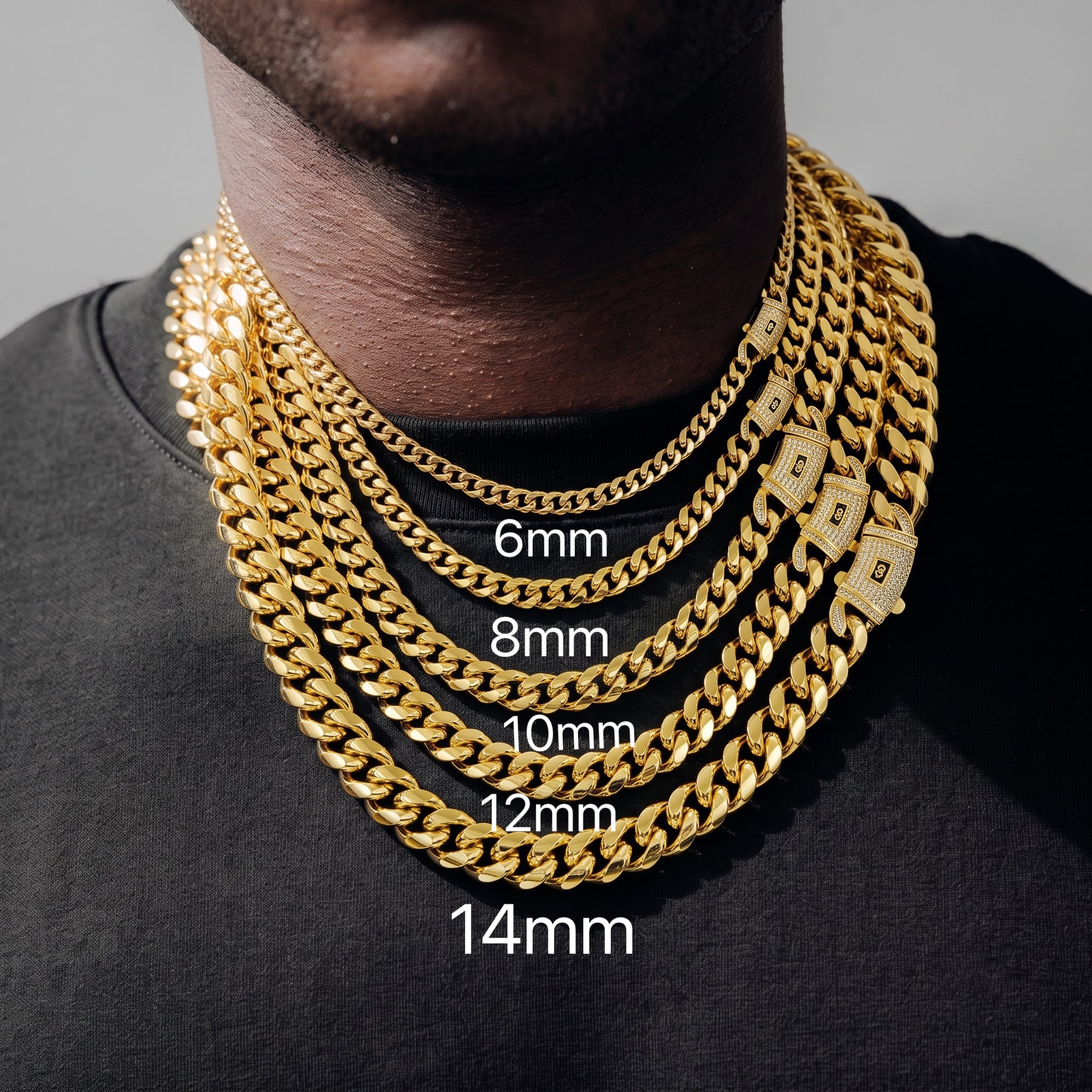14K Gold, 6-20mm Cuban chain and bracelet set