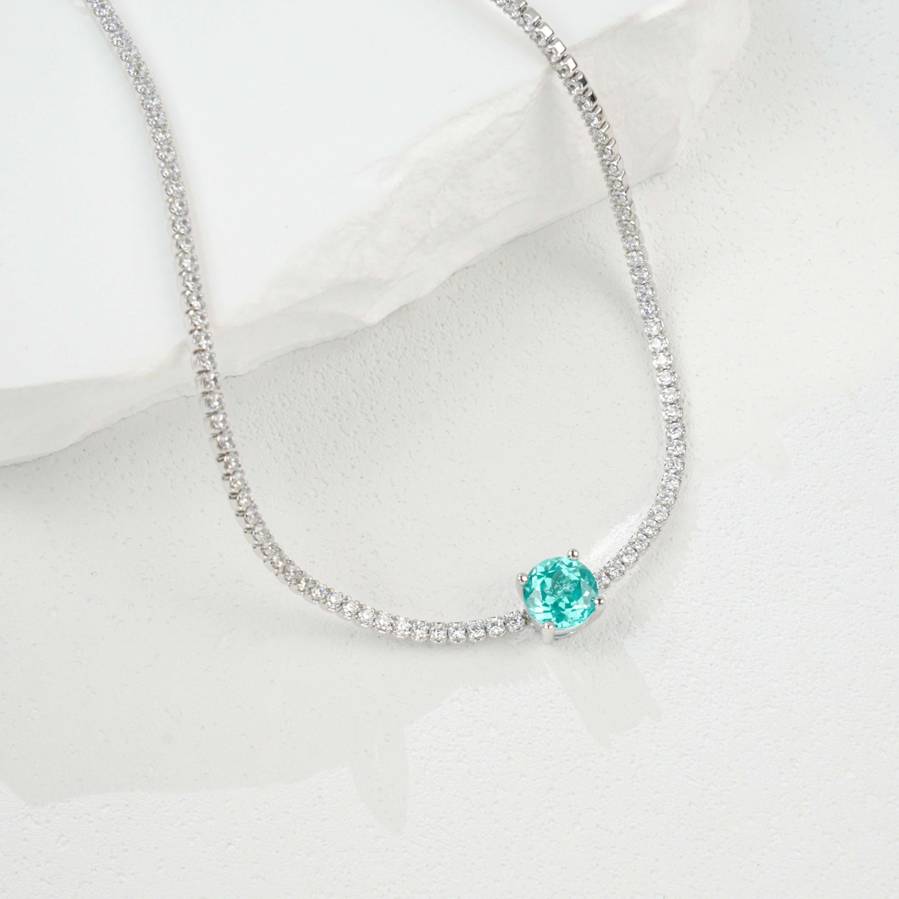 Lab - Grown Paraiba Tourmaline Anklet, S928 Silver Plated with 18K Gold, Sparkling Cubic Zirconia Embellishment
