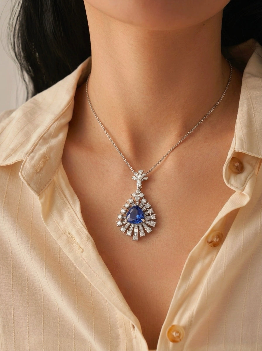 Teardrop Sapphire Statement Pendant