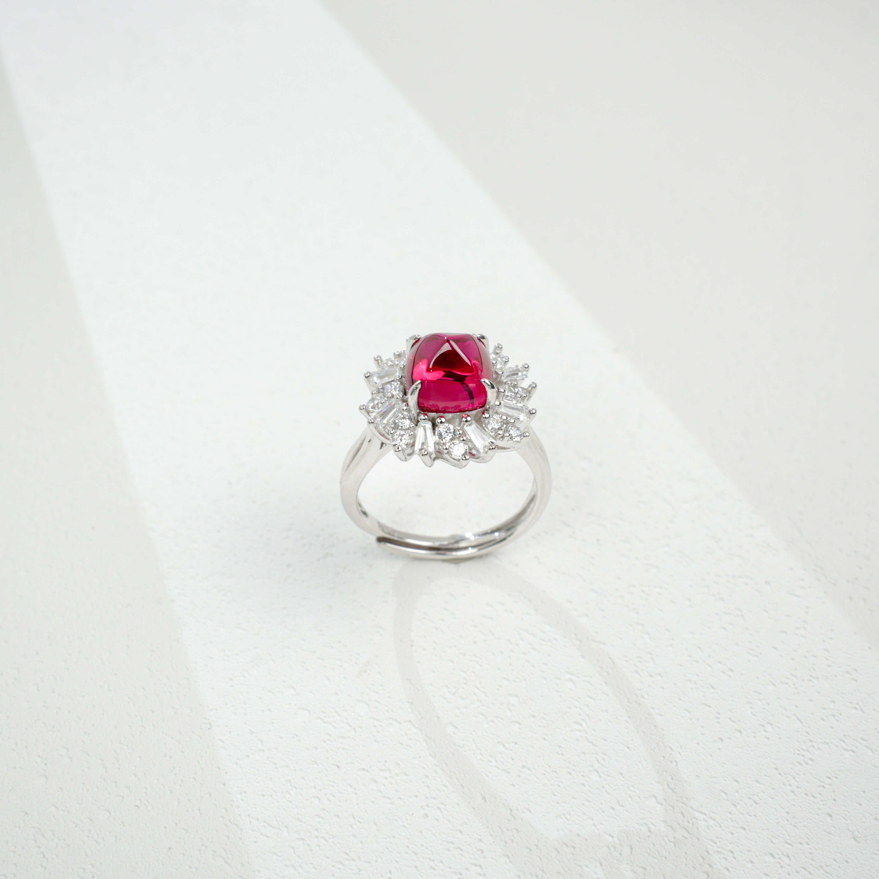 Lab-Grown Ruby Ring | S925 Sterling Silver Plated 18K Gold, Cushion Cut with Halo Zircon Accents, Luxury Gemstone Jewelry