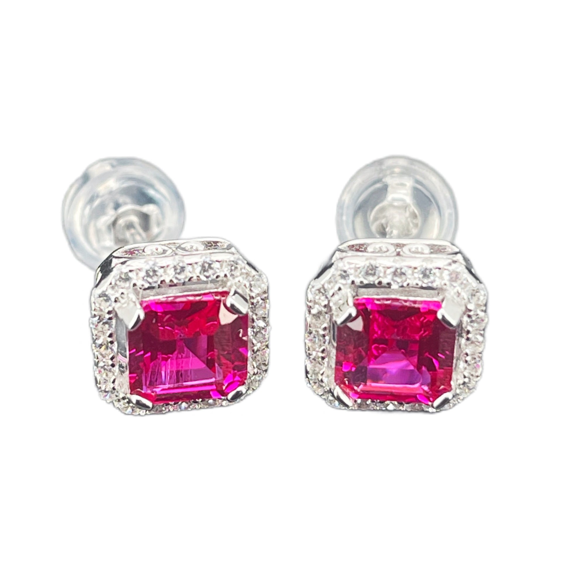 Luxurious Lab-Grown Ruby S925 Silver with 18K Gold Plating Diamond Stud Earrings — A Radiant Choice, Essential Elegance