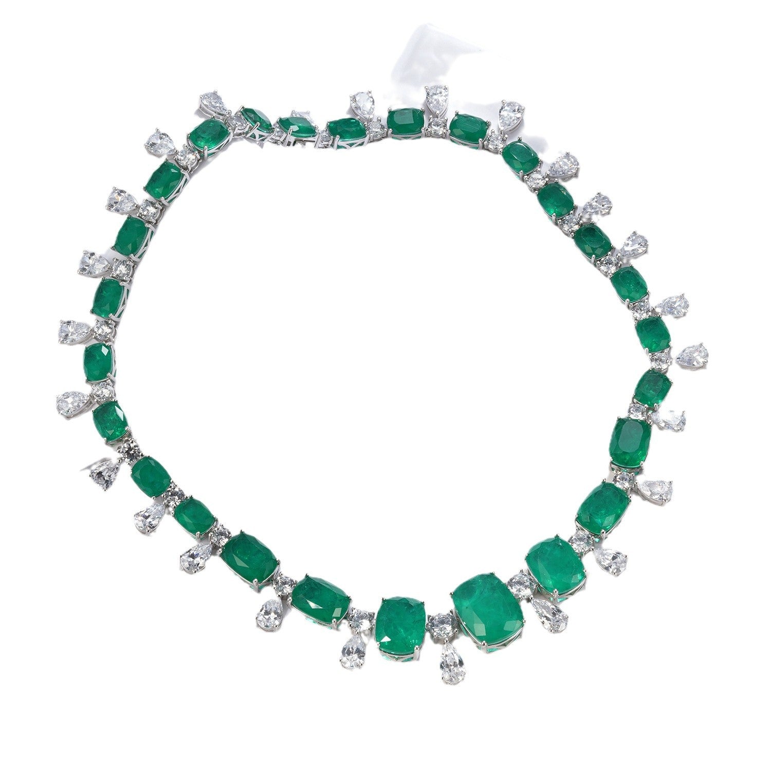 Luxurious Lab-Grown Emerald S925 Silver with 18k Gold Plating Necklace - A Radiant Choice to Exude Elegance