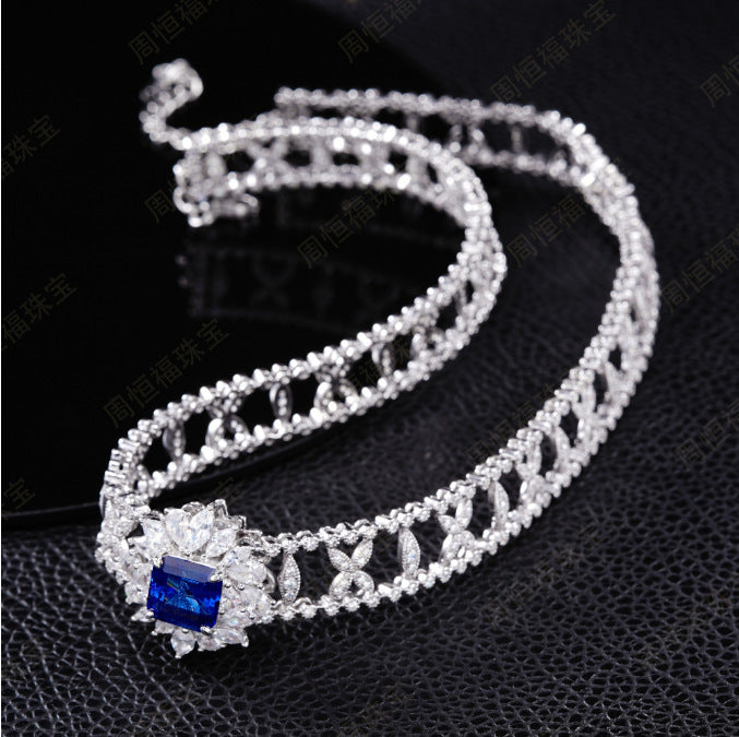 Cross-border new heavy industry design cultivation emerald Papalabao necklace S925 silver cultivation colored treasure necklace necklace
