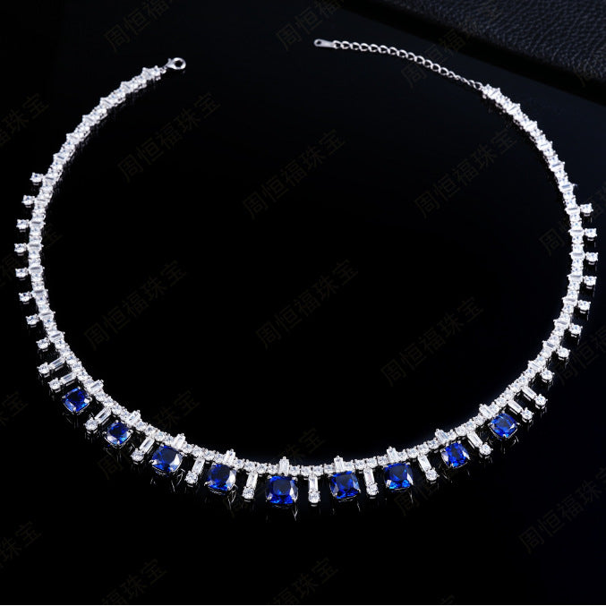 Luxurious Lab-Grown Sapphire S925 Silver with 18K Gold Plating Necklace - Dazzling and Elegant