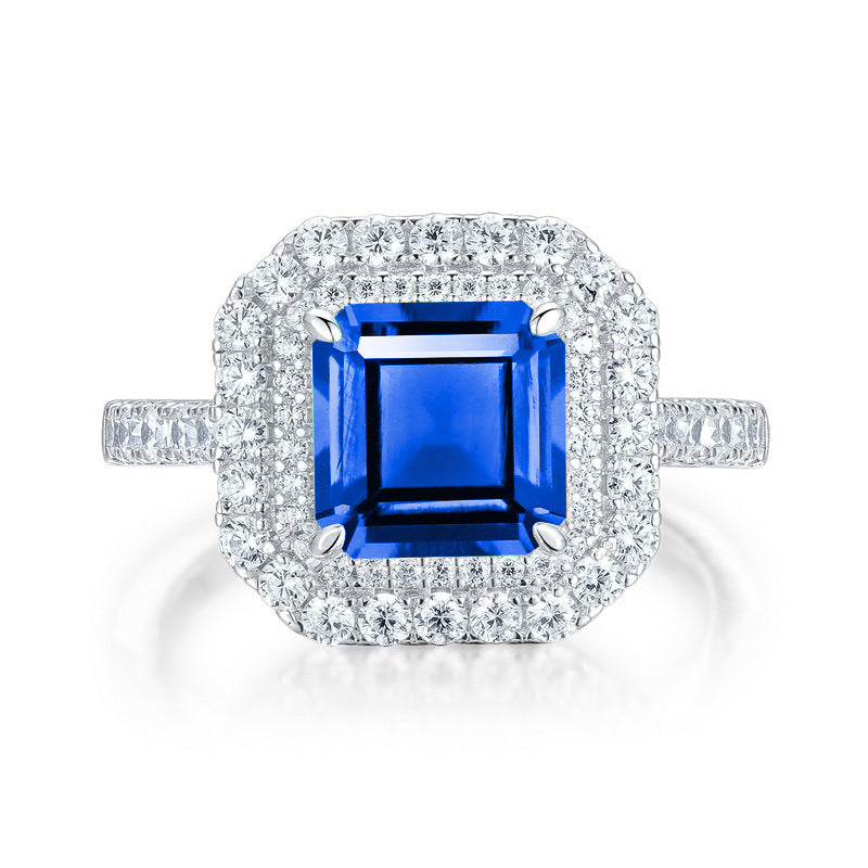 Stunning Lab-Grown Sapphire S925 Silver Ring with 18K Gold Plating - The Perfect Blend of Elegance and Luxury