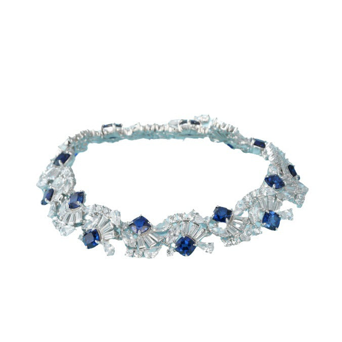 Lab - Created Sapphire Bracelet As Sparkling as the Starry Sky Adding Poetic Romance to Your Wrist with S925 Sterling 18K Gold Plating