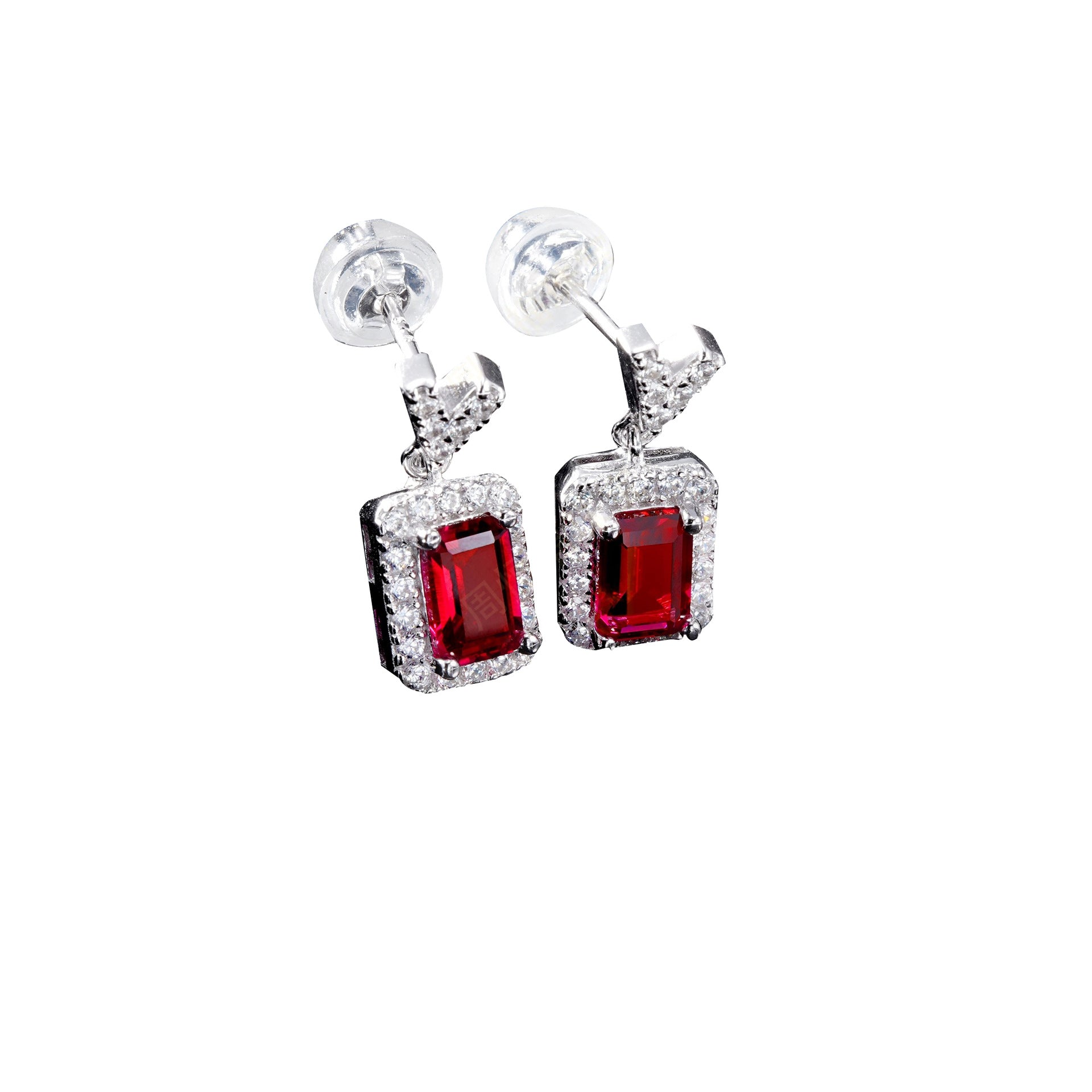Elegant Lab - grown Ruby  S925 Silver with 18k Gold Plating Exquisite Dangle Earrings, Showcasing Shining Charm