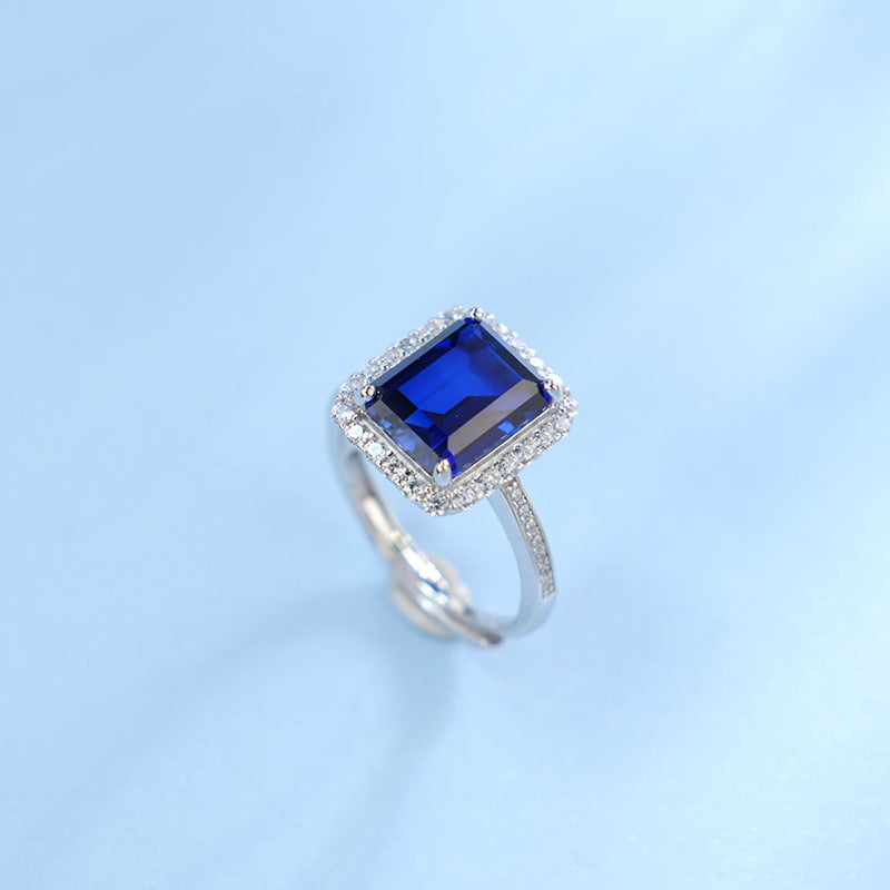 S925 Cultivate Sapphire Ring Women's Fashion Personality Ring Niche Design Premium Design Versatile Jewelry