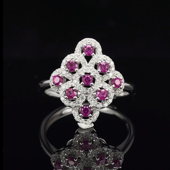 Sparkling Lab-Grown Ruby S925 Silver with 18K Gold Plating Ring - The Perfect Blend of Luxury and Elegance