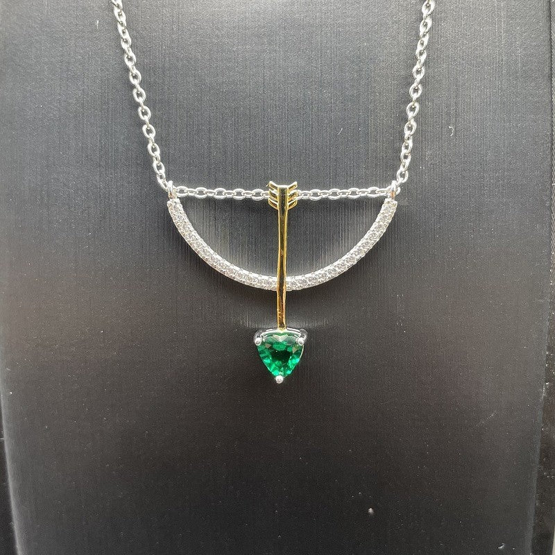 Zhou Hengfu Jewelry S925 Silver, Emerald 2021 New Amazon Cross-border, Fashion and Elegance, Necklace, Women
