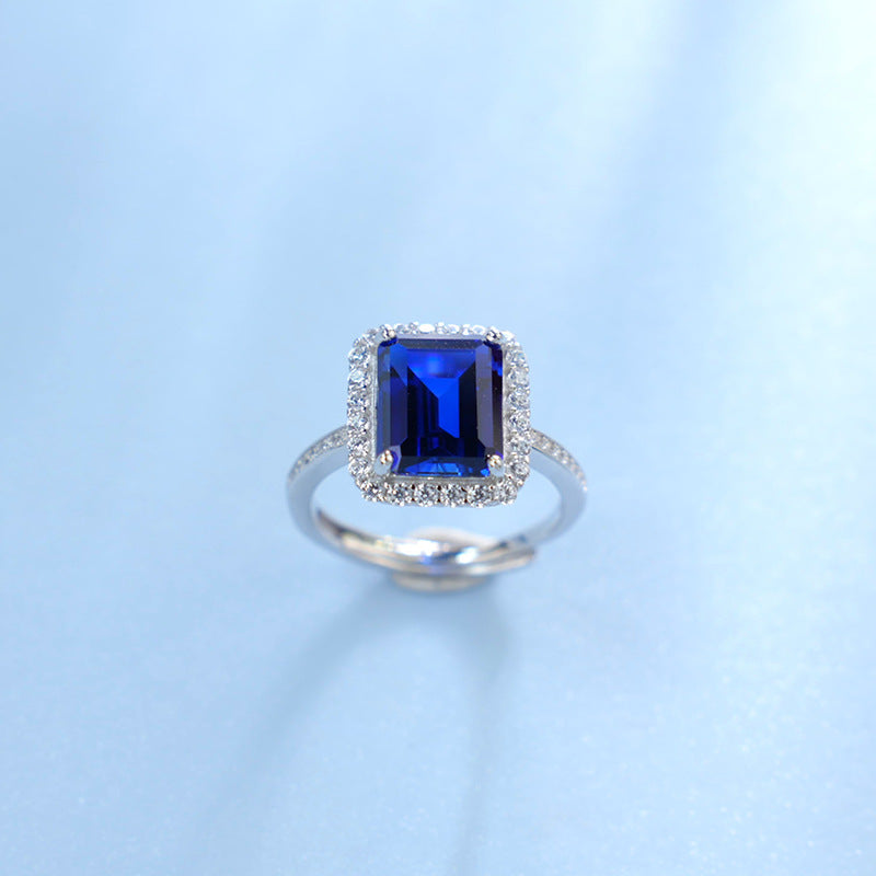 S925 Cultivate Sapphire Ring Women's Fashion Personality Ring Niche Design Premium Design Versatile Jewelry