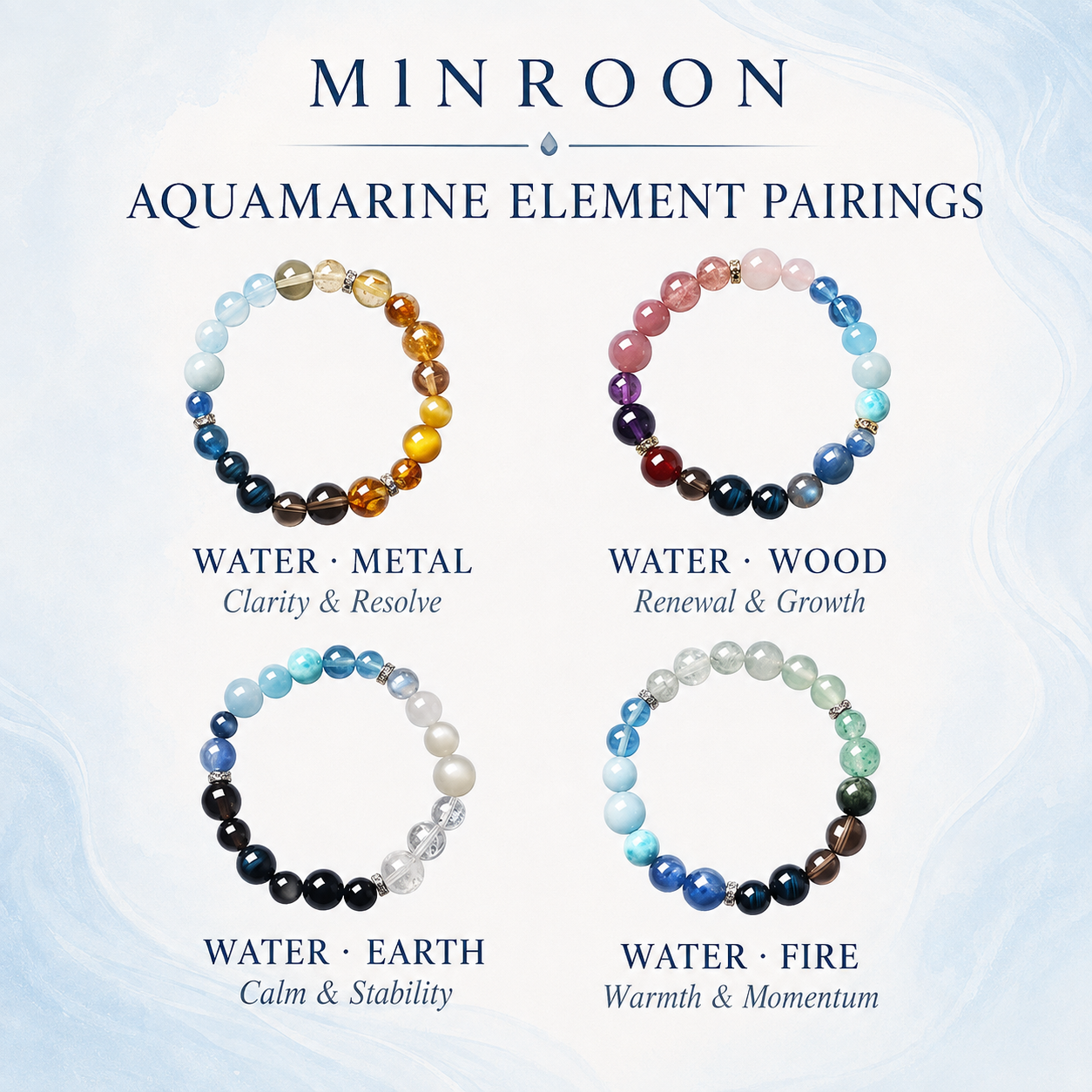 MINROON aquamarine element pairings