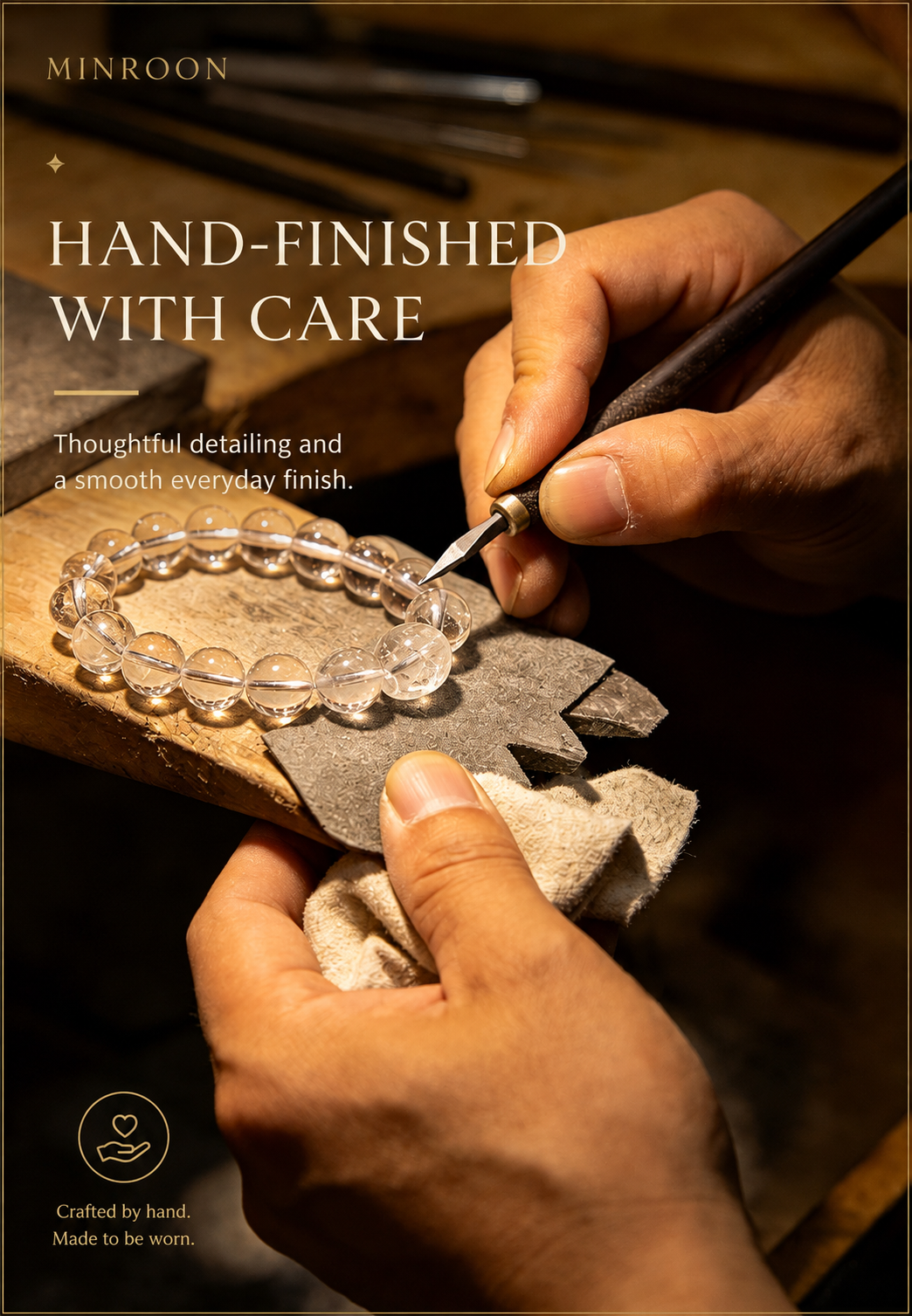 MINROON hand-finished natural crystal jewelry craftsmanship