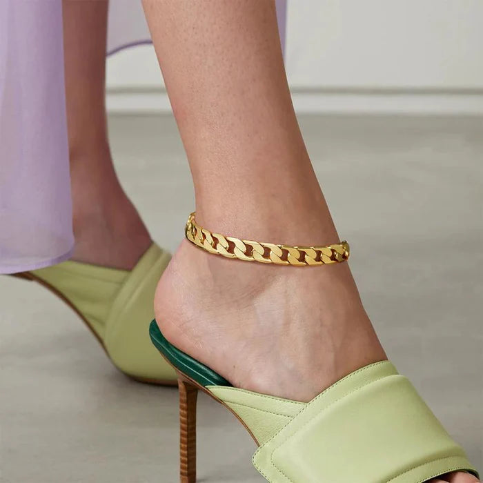 2pc 14k Chunky Link Anklets
