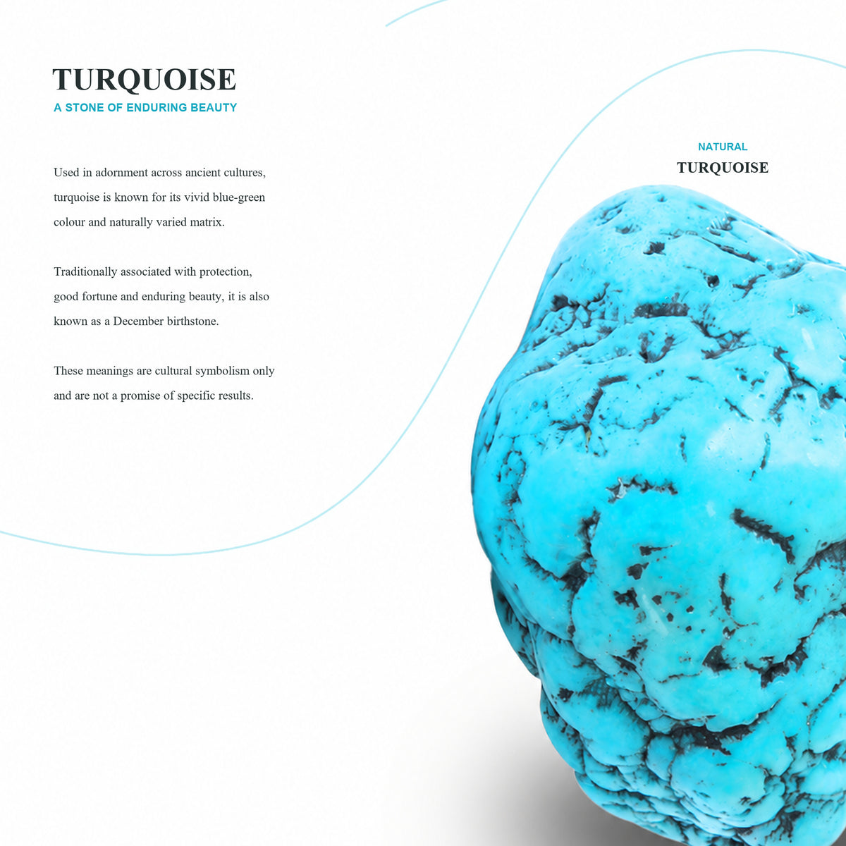 Natural turquoise full-square story and cultural symbolism